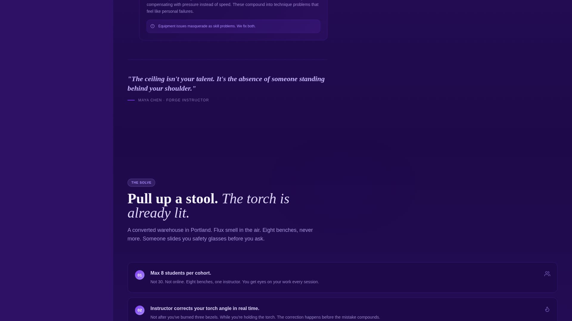 Forge - Immersive Jewelryschool Landing Page Template