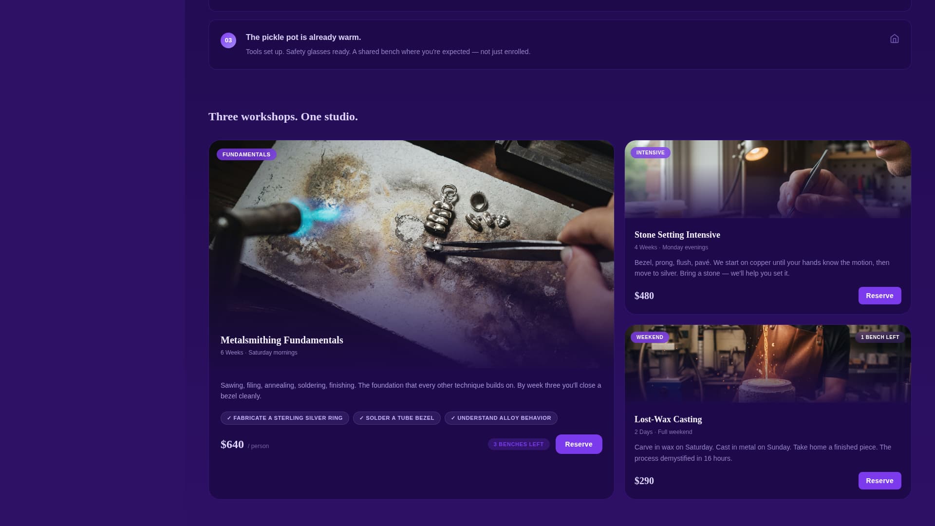 Forge - Immersive Jewelryschool Landing Page Template