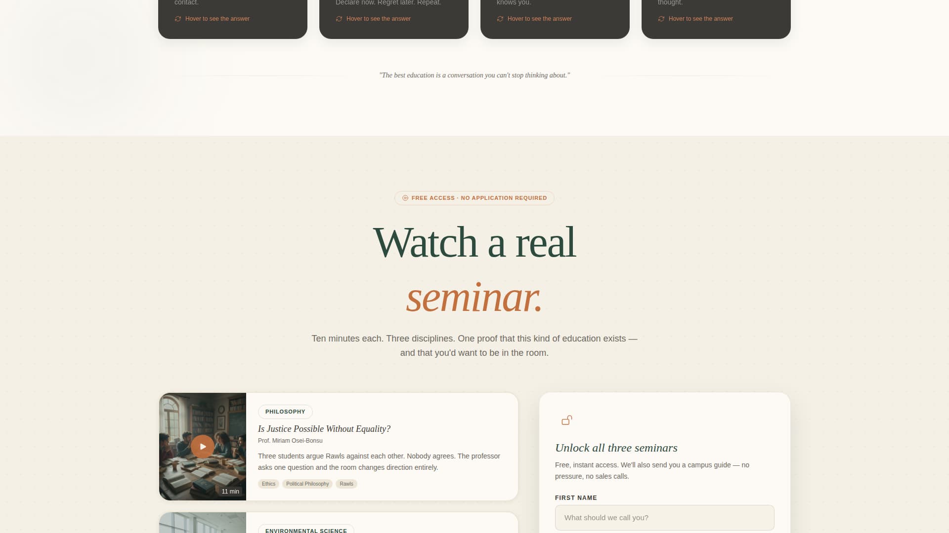 Seminar - Transformative Liberalarts Landing Page Template