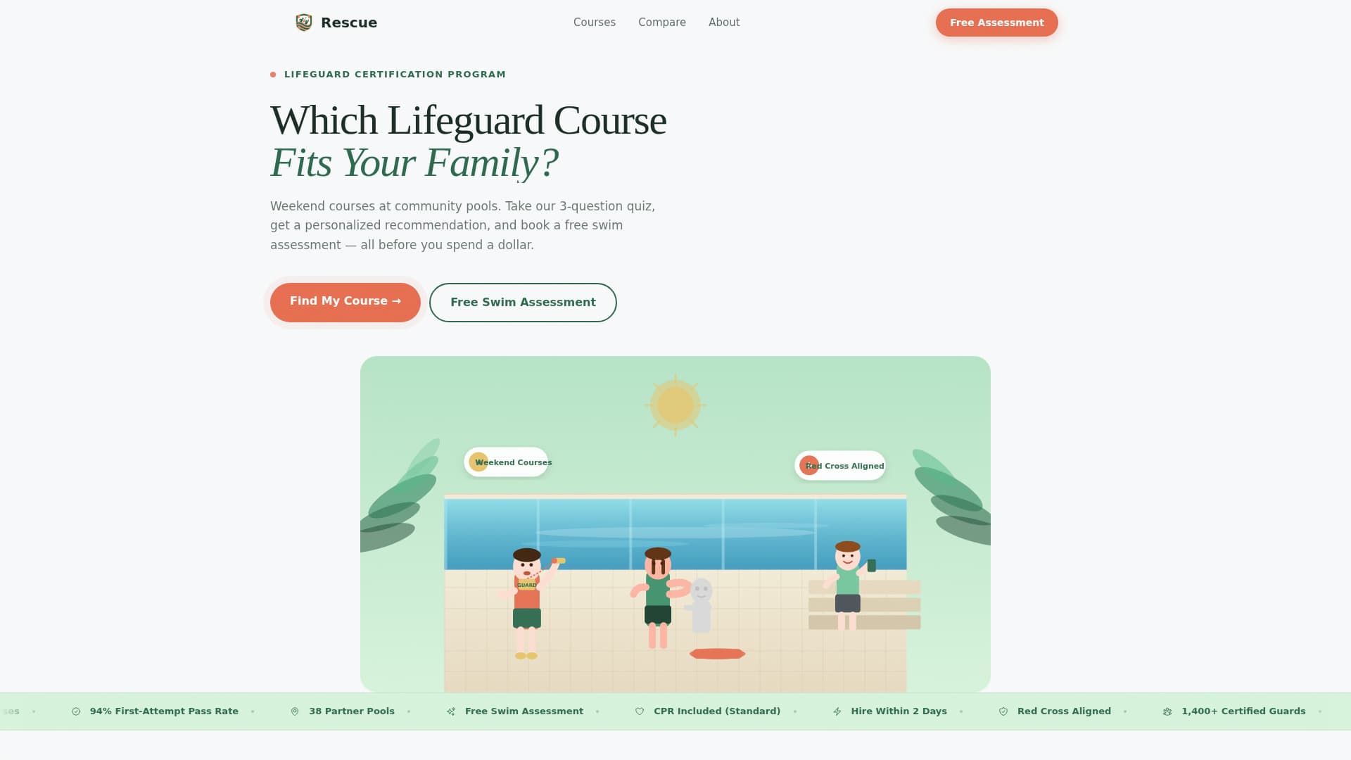Rescue - Certified Lifeguard Landing Page Template