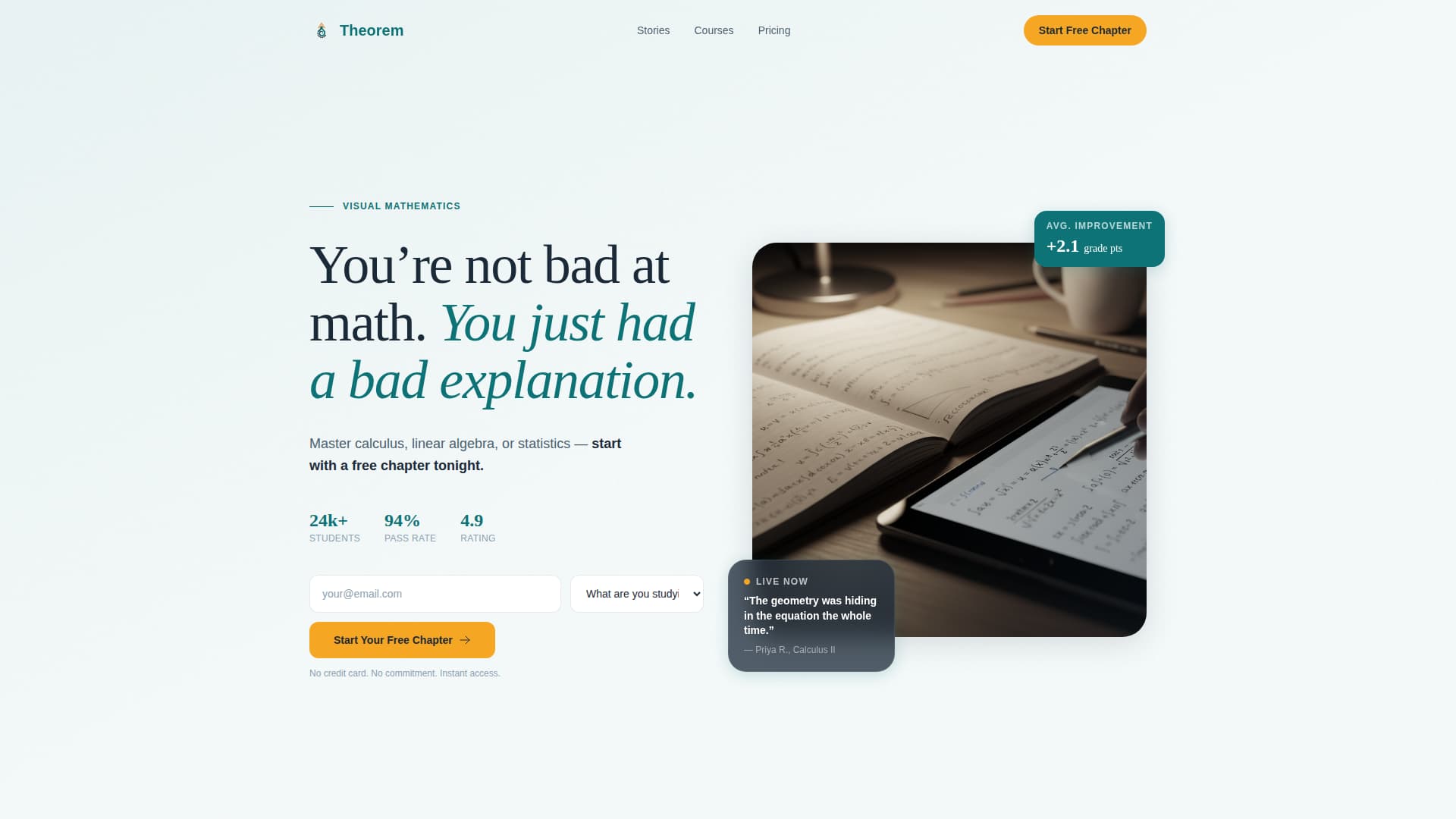Theorem - Transformative Mathematics Landing Page Template