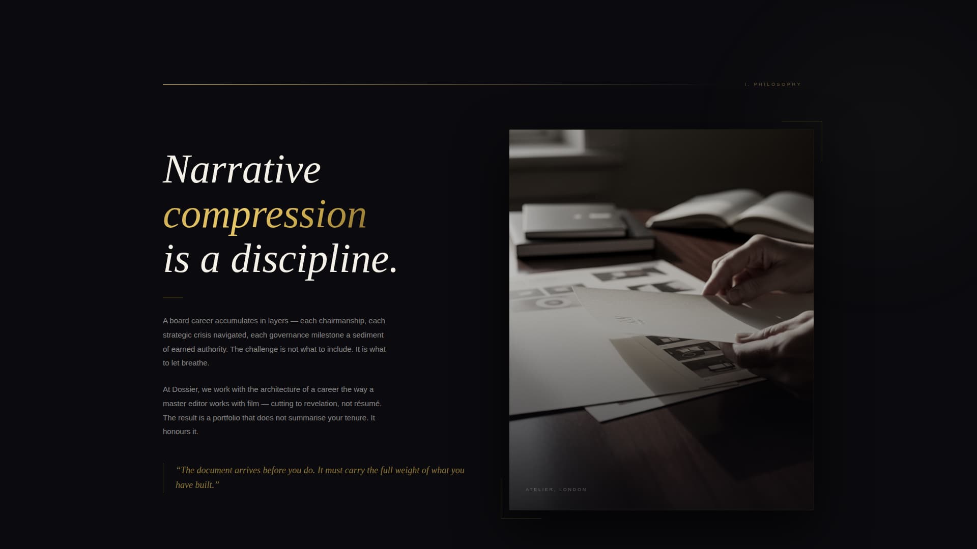 Dossier - Prestigious Boardmember Landing Page Template
