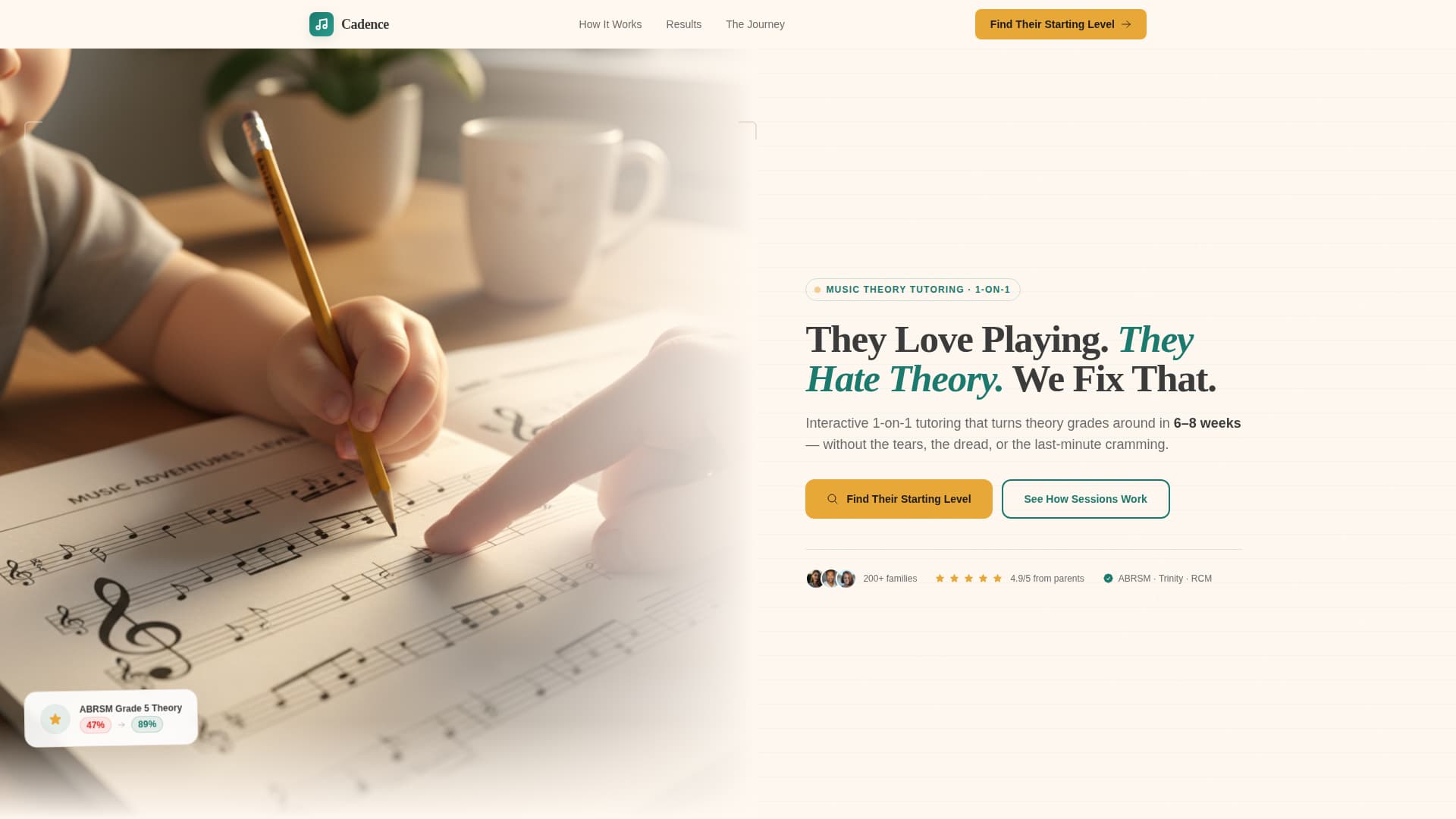 Music Theory Education Booking Website Template