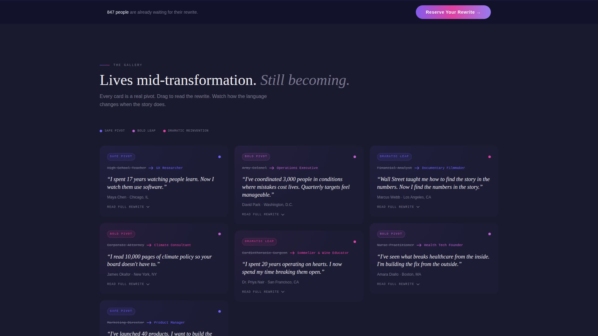 Pivot - Transformative Careerchanger Landing Page Template