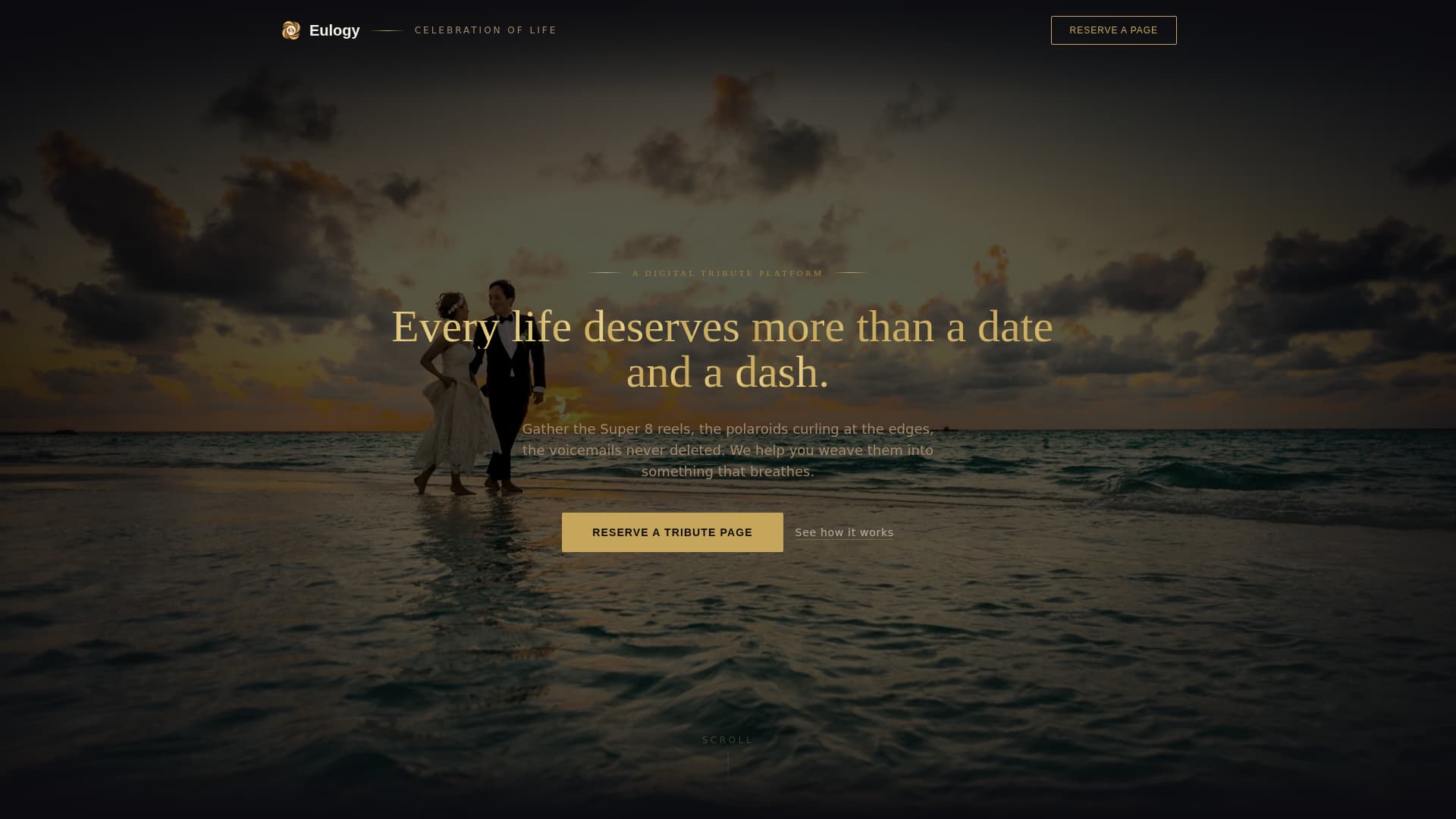 Eulogy - Cinematic Memorial Landing Page Template