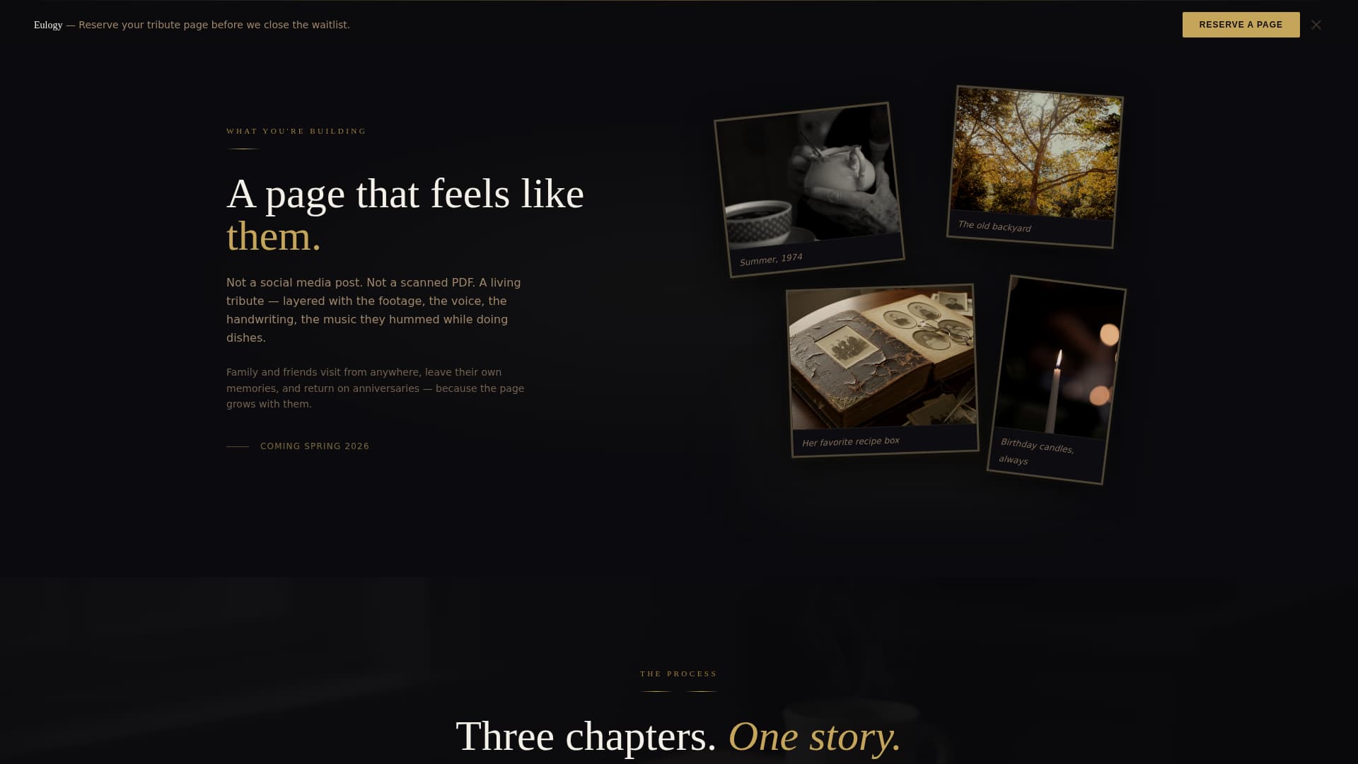 Eulogy - Cinematic Memorial Landing Page Template