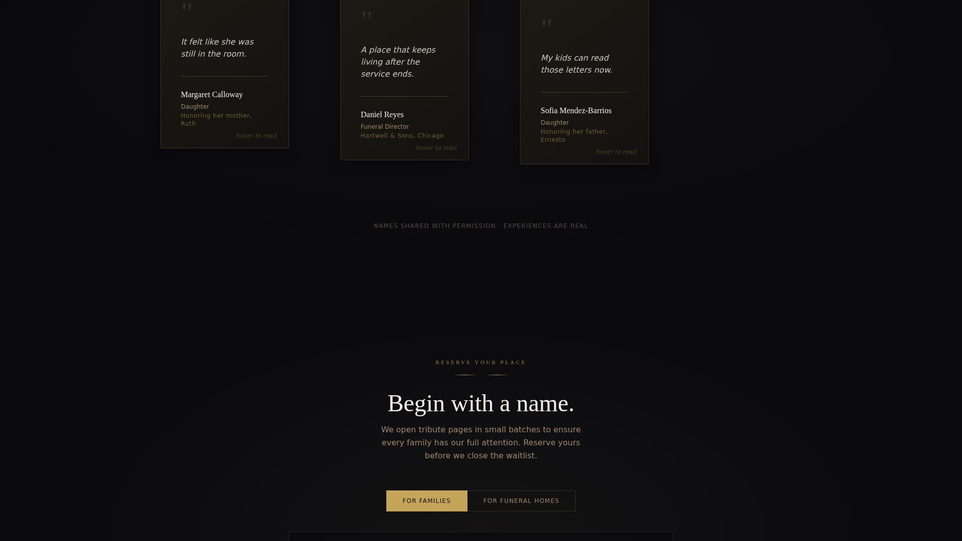 Eulogy - Cinematic Memorial Landing Page Template