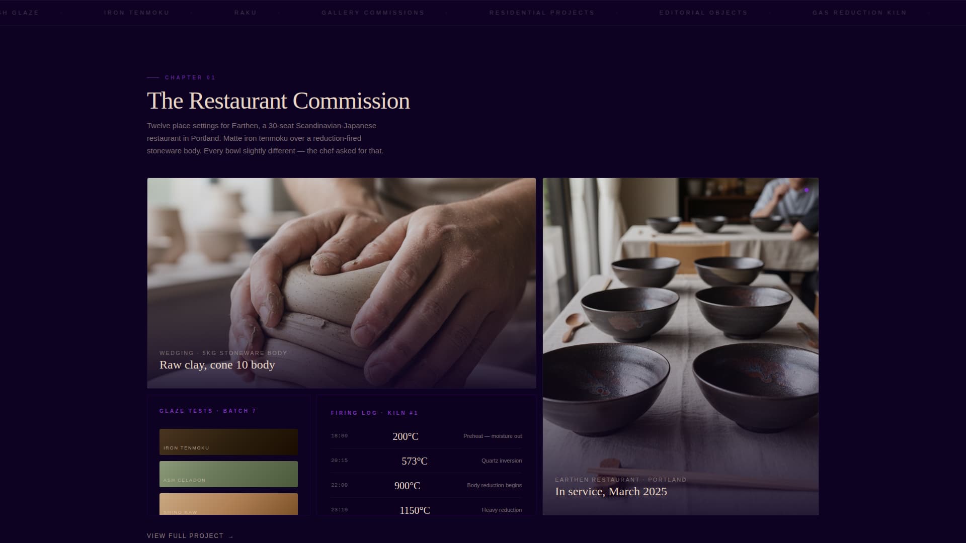 Kiln - Immersive Ceramicist Landing Page Template