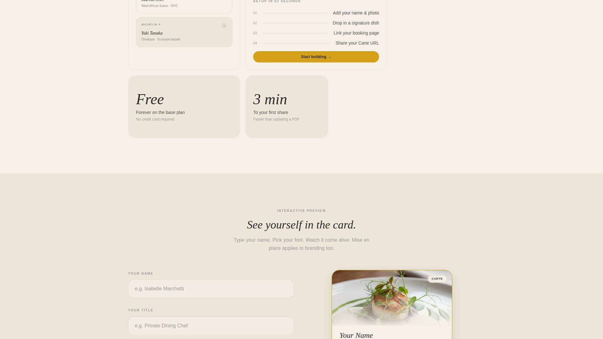Chef Profile Booking Website Template