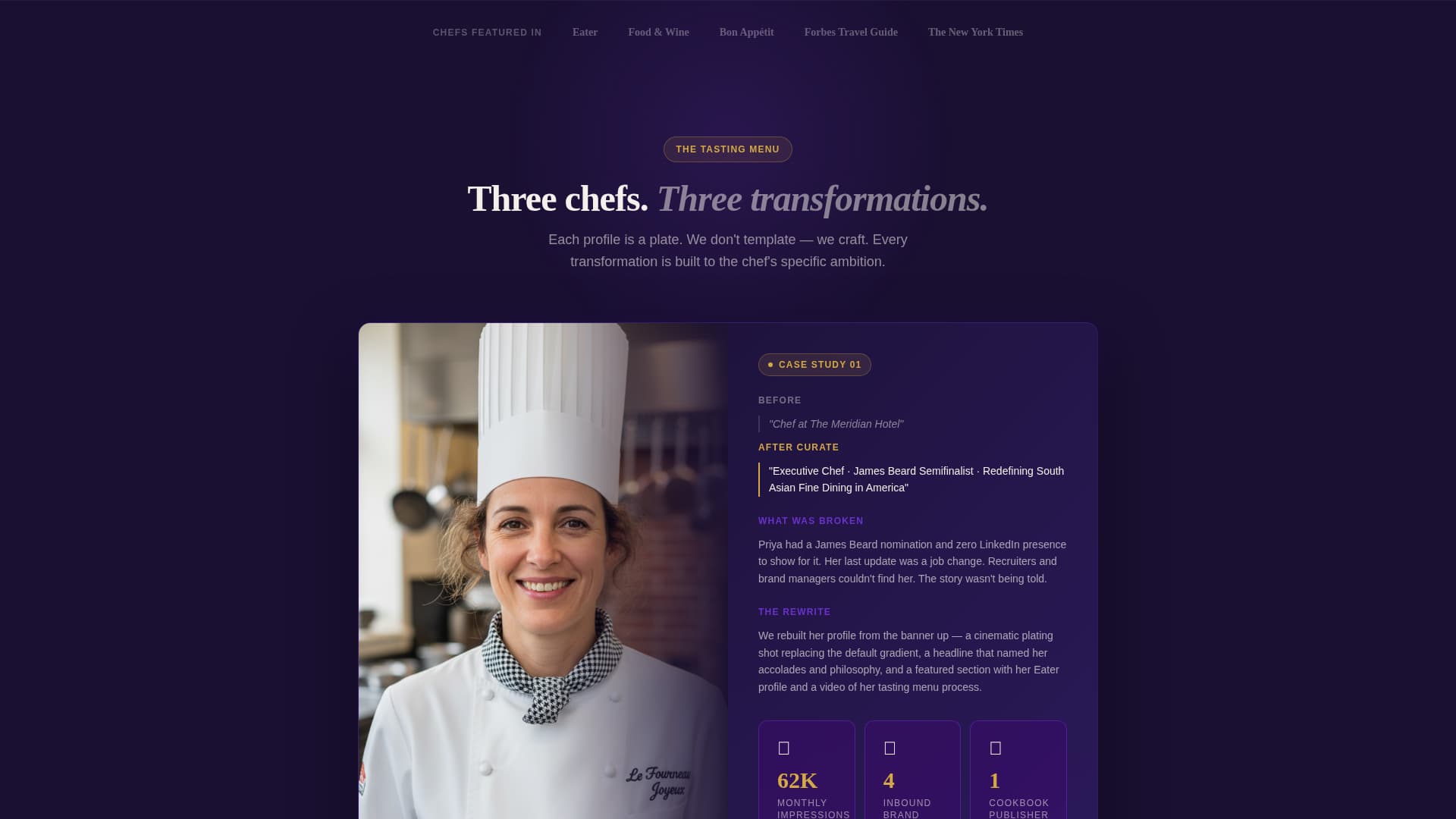 Curate - Magnetic Chefprofile Landing Page Template