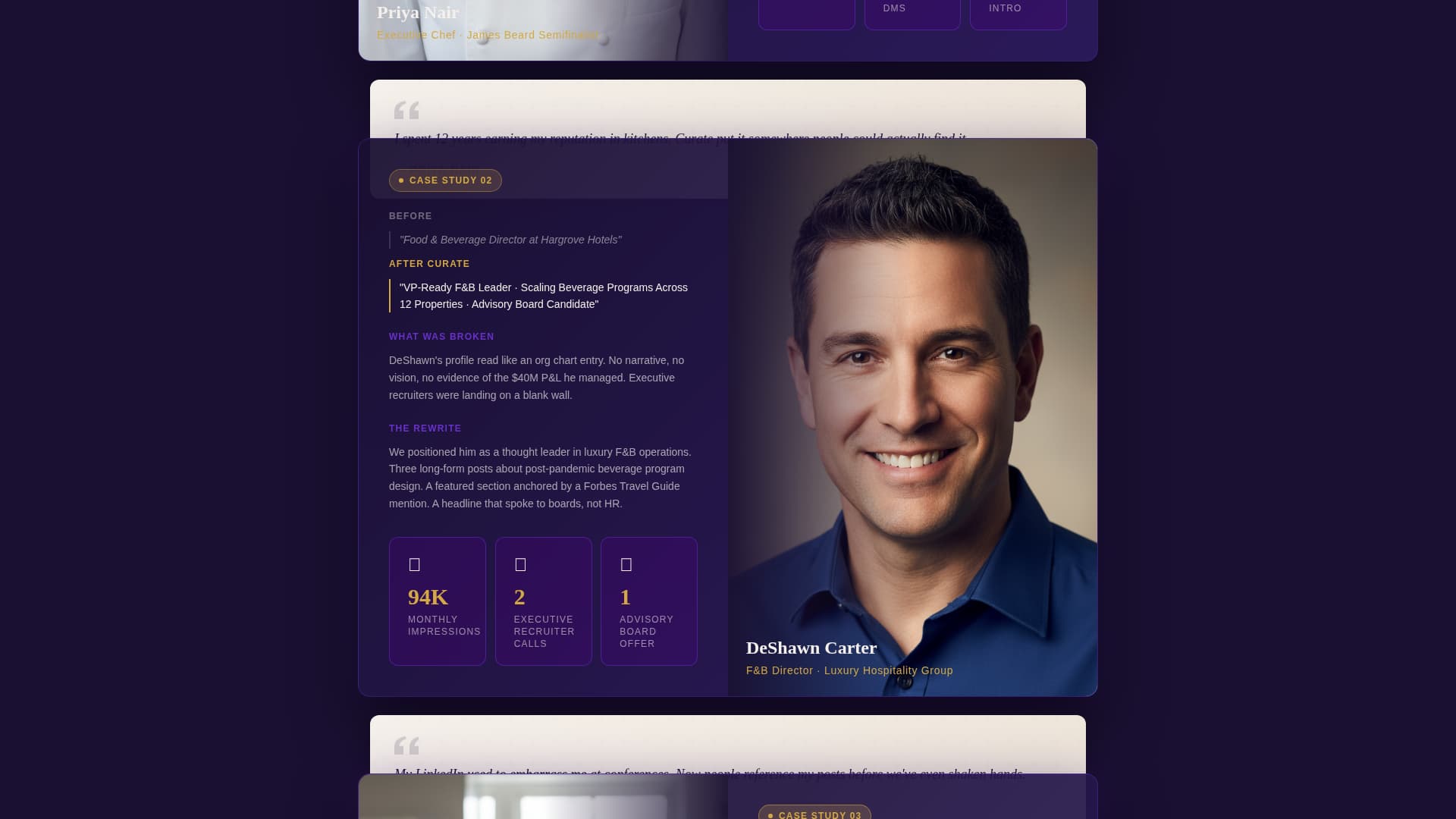 Curate - Magnetic Chefprofile Landing Page Template