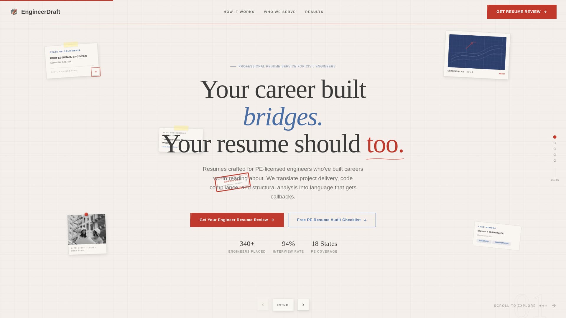 Civil Engineer Profile Specialist Careers Website Template
