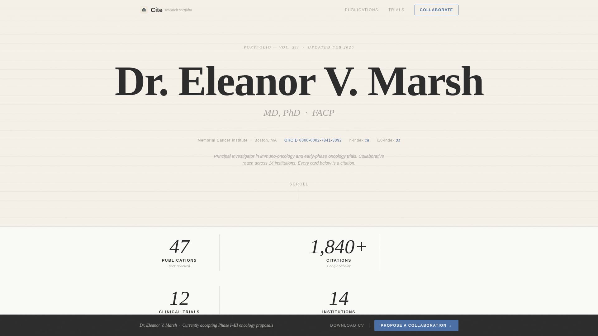 Clinical Researcher Career Advanced Professional Website Template
