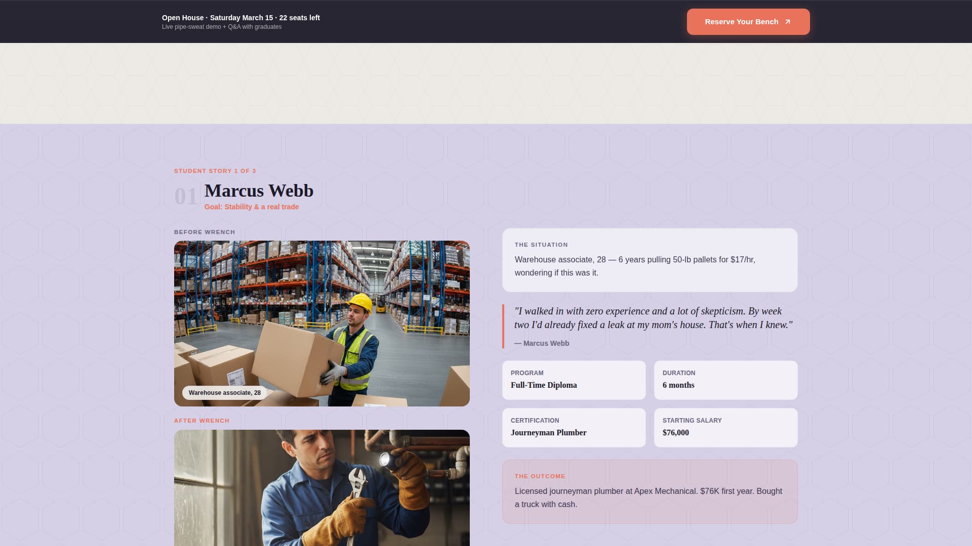 Vocational & Trade School Booking Website Template