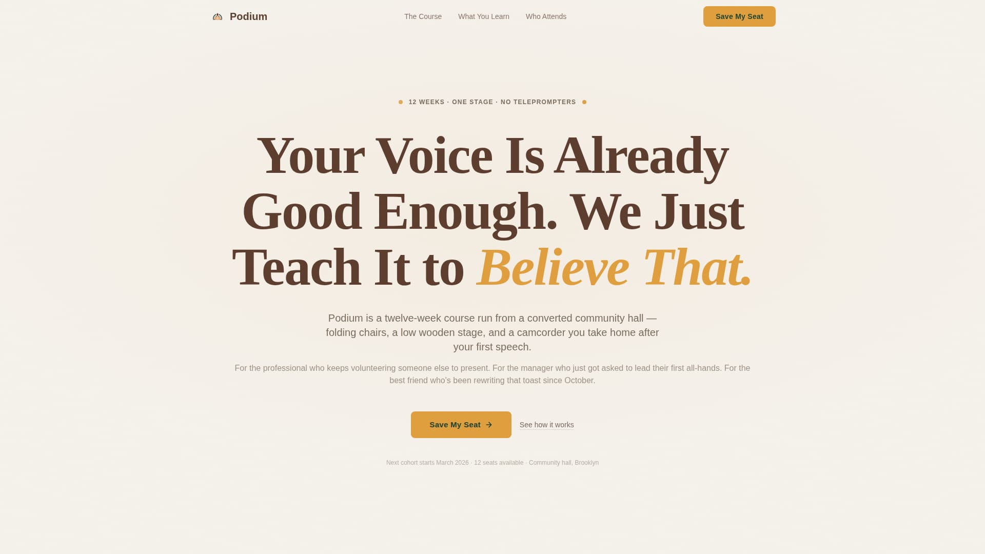 Podium - Confident Speaking Landing Page Template