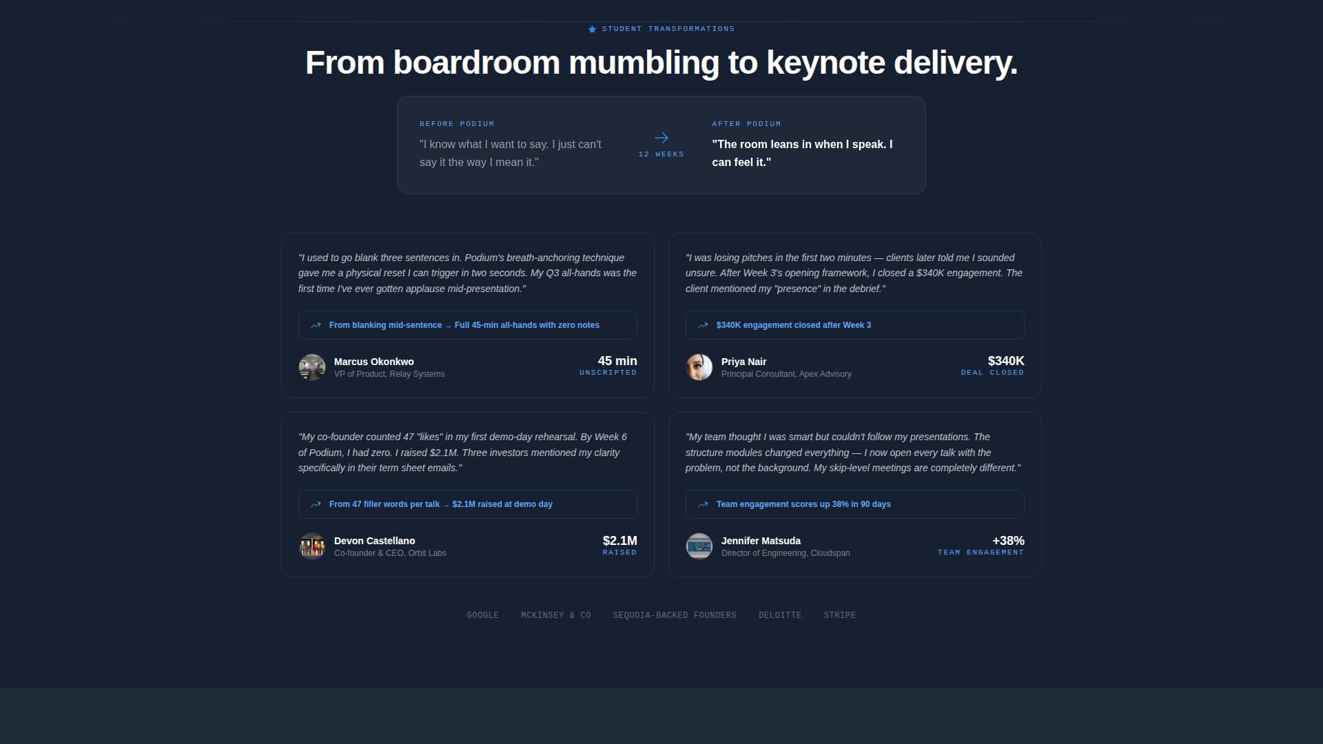 Podium - Authoritative Speaking Landing Page Template