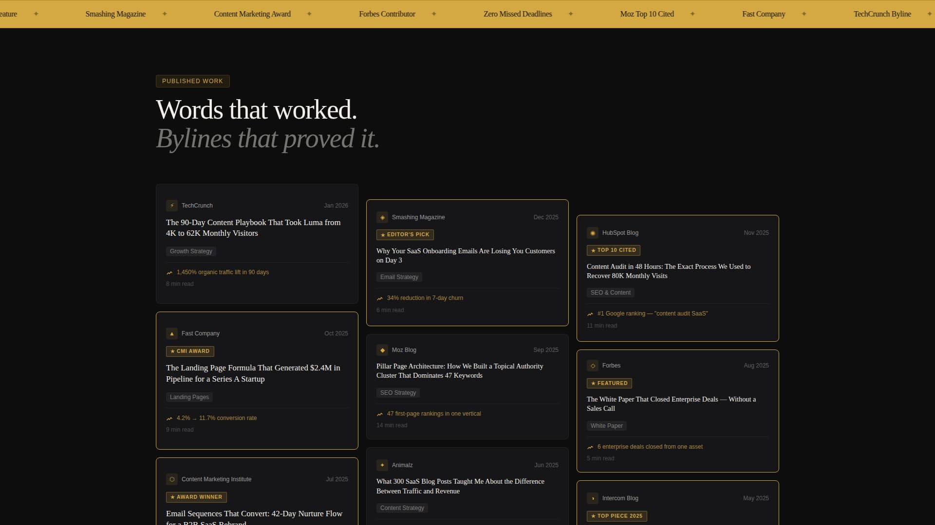Content Writer Portfolio Specialist Portfolio Website Template