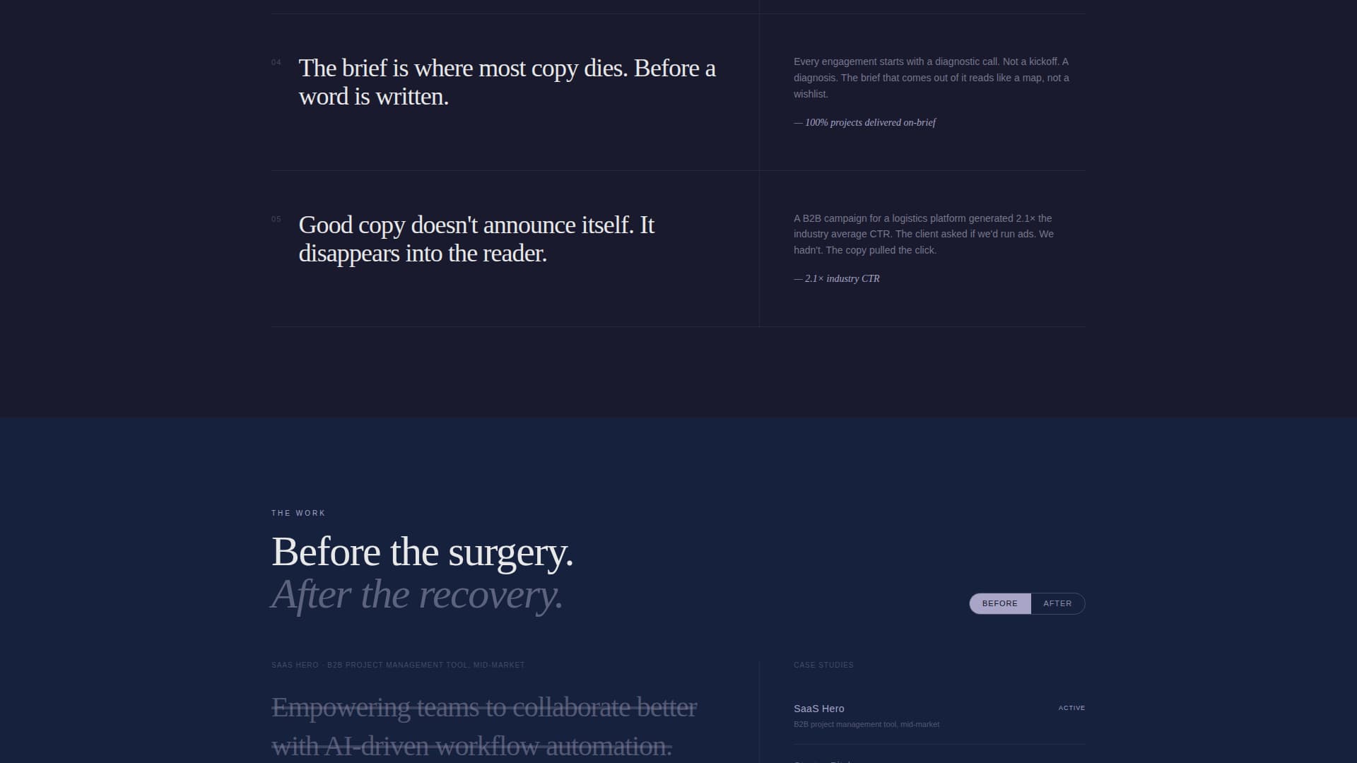 Copywriter Portfolio Professional Website Template