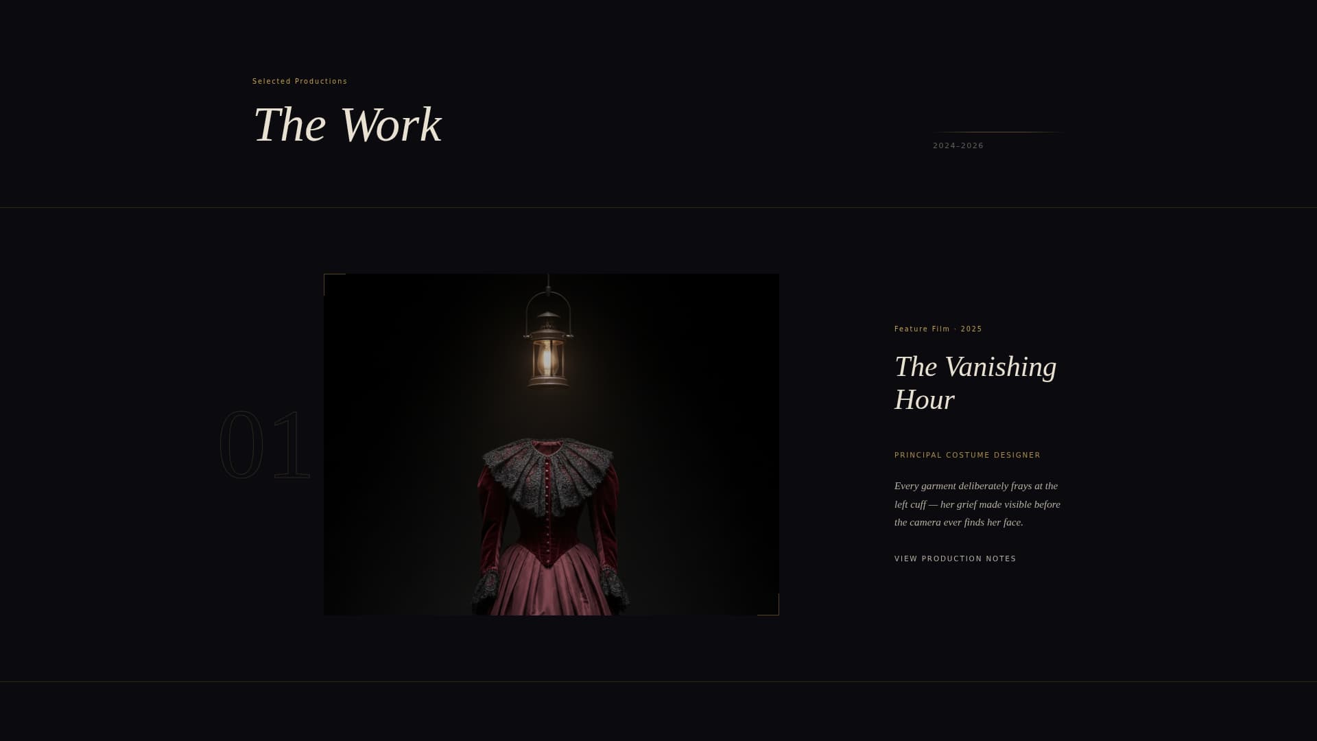 Atelier - Cinematic Costumedesigner Landing Page Template