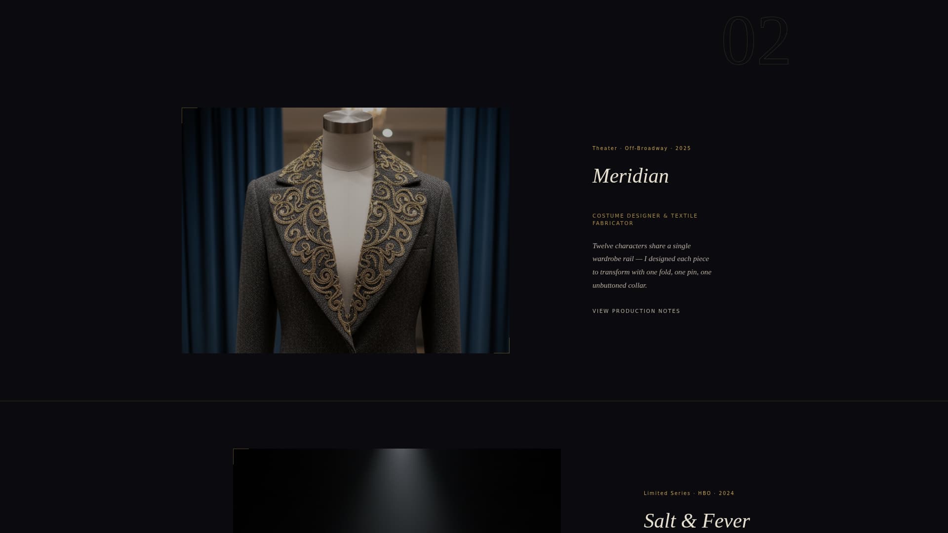 Atelier - Cinematic Costumedesigner Landing Page Template