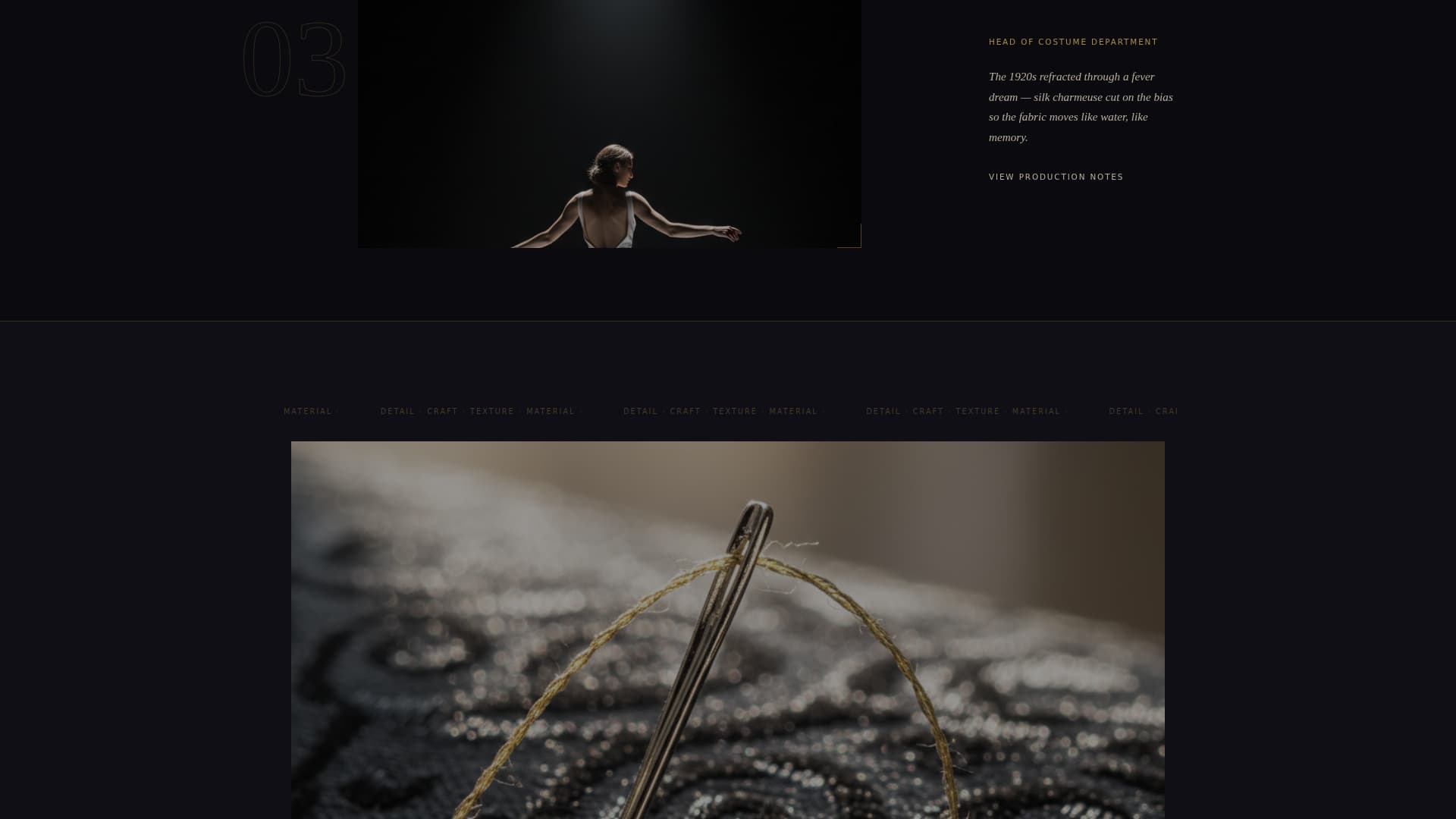 Atelier - Cinematic Costumedesigner Landing Page Template