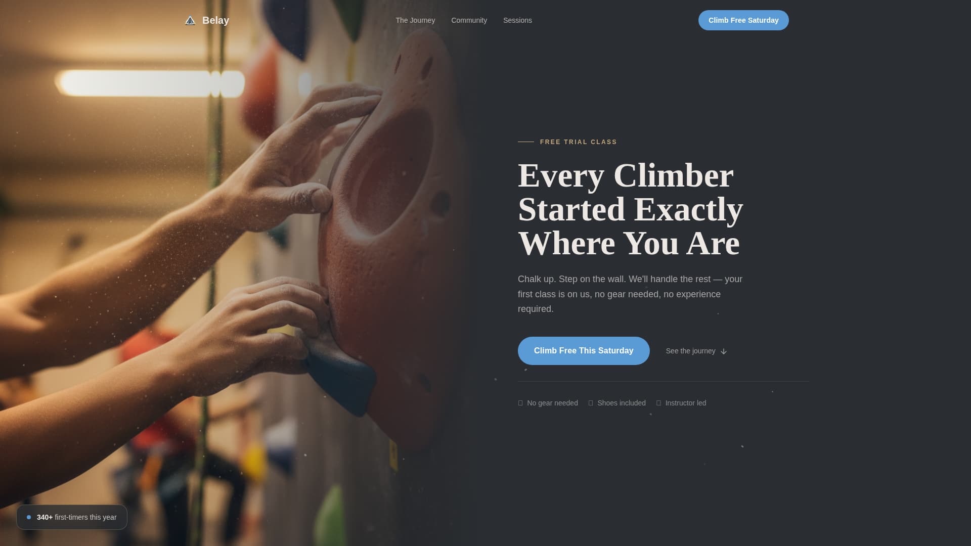 Belay - Empowering Climbing Landing Page Template Template | Build ...