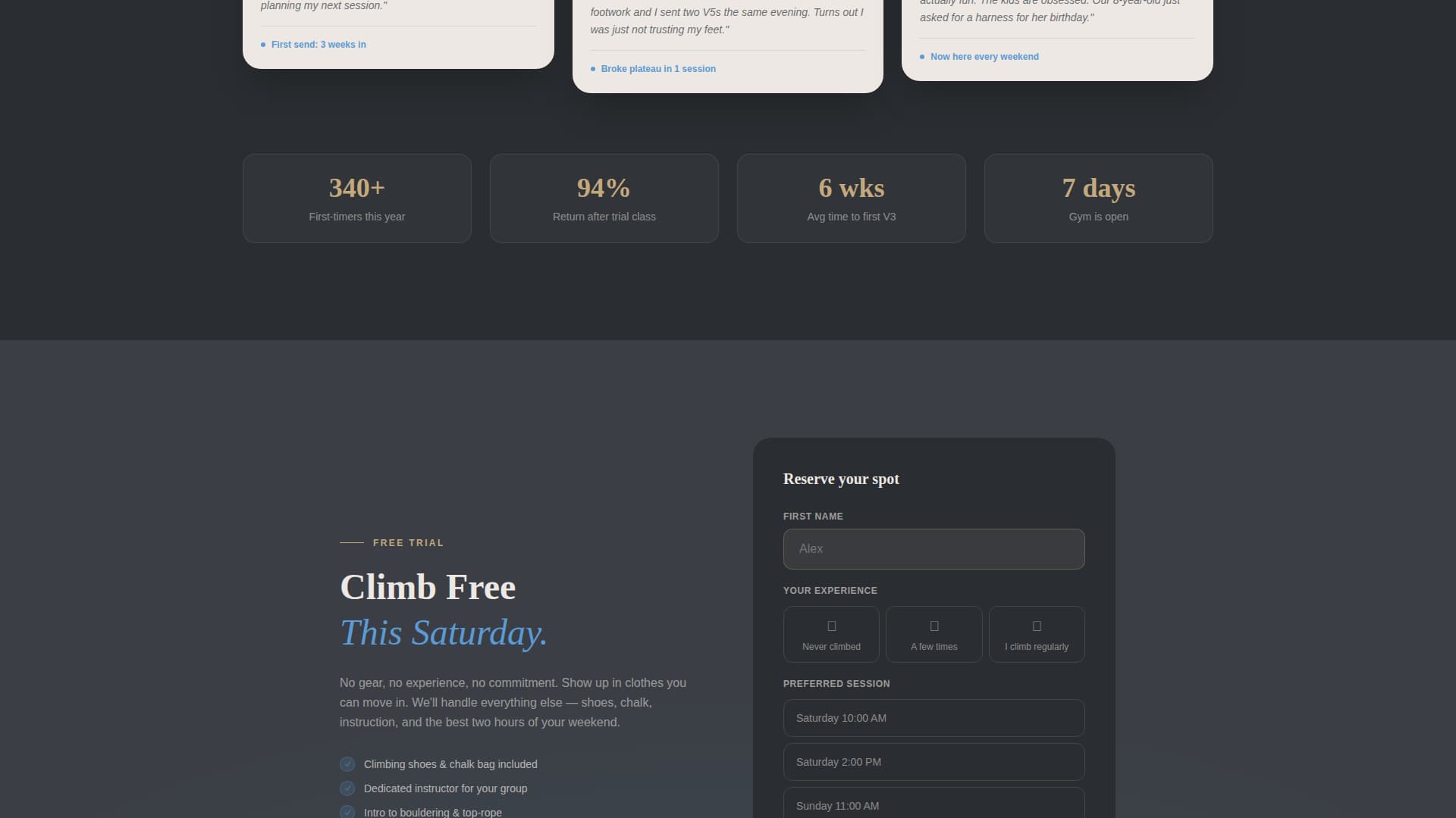 Belay - Empowering Climbing Landing Page Template Template | Build ...