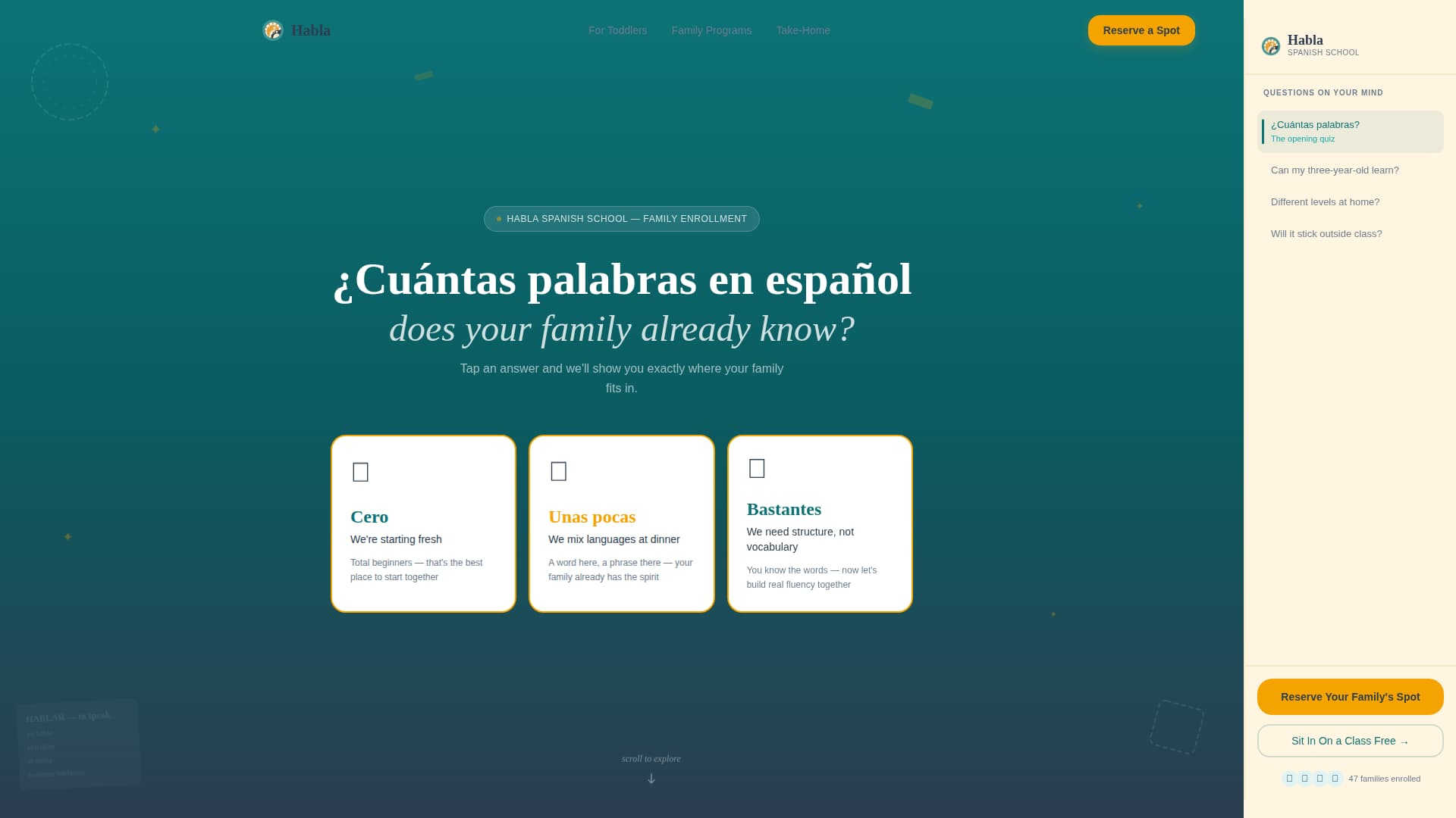 Habla - Immersive Spanish Landing Page Template