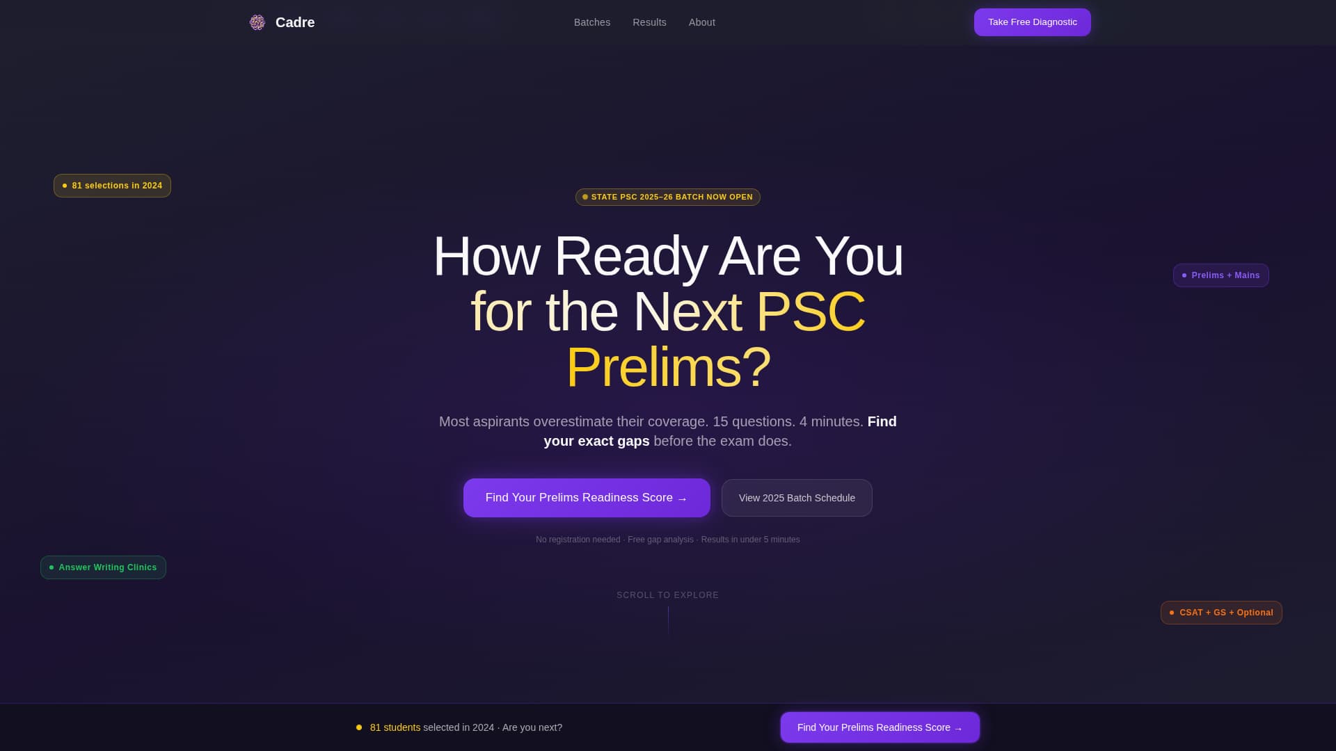 Cadre - Elite PSC Landing Page Template