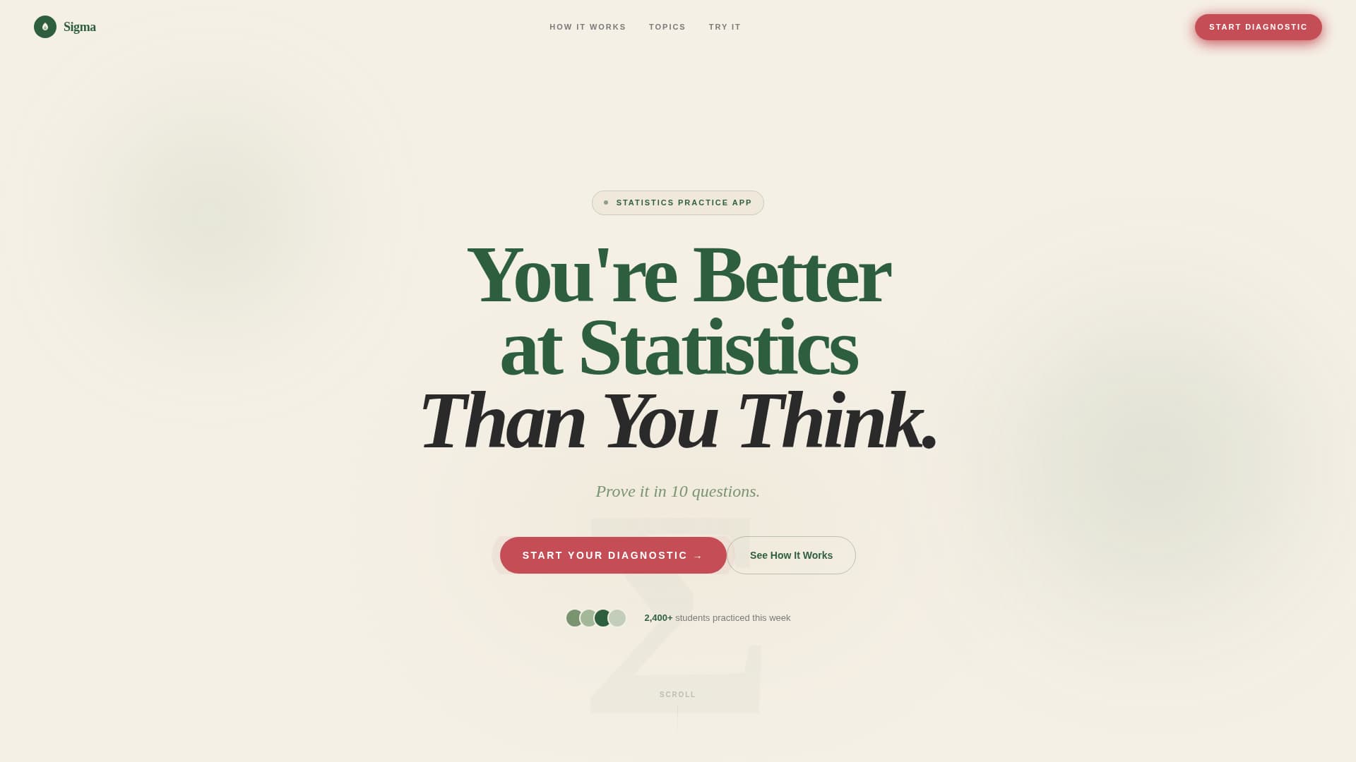 Sigma - Calming Statistics Landing Page Template
