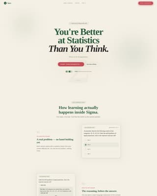 Sigma - Calming Statistics Landing Page Template