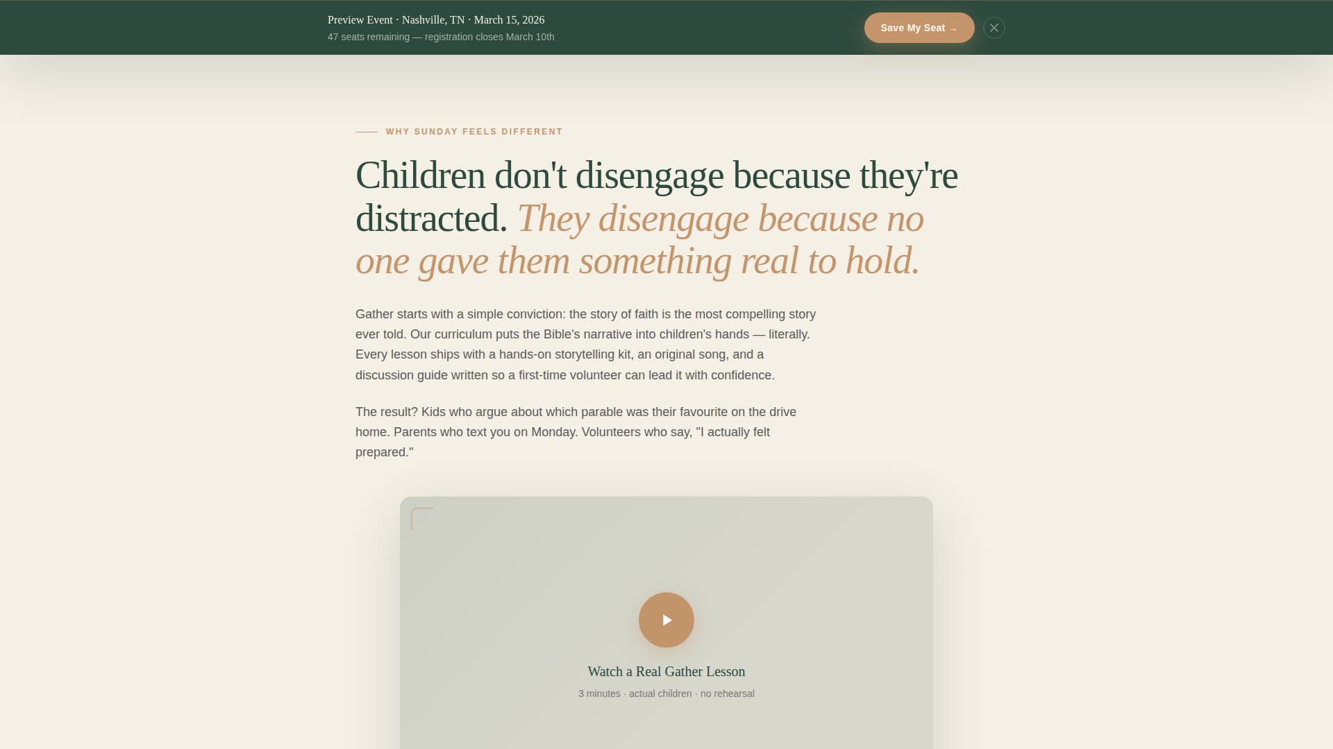 Gather - Transformative Sundayschool Landing Page Template