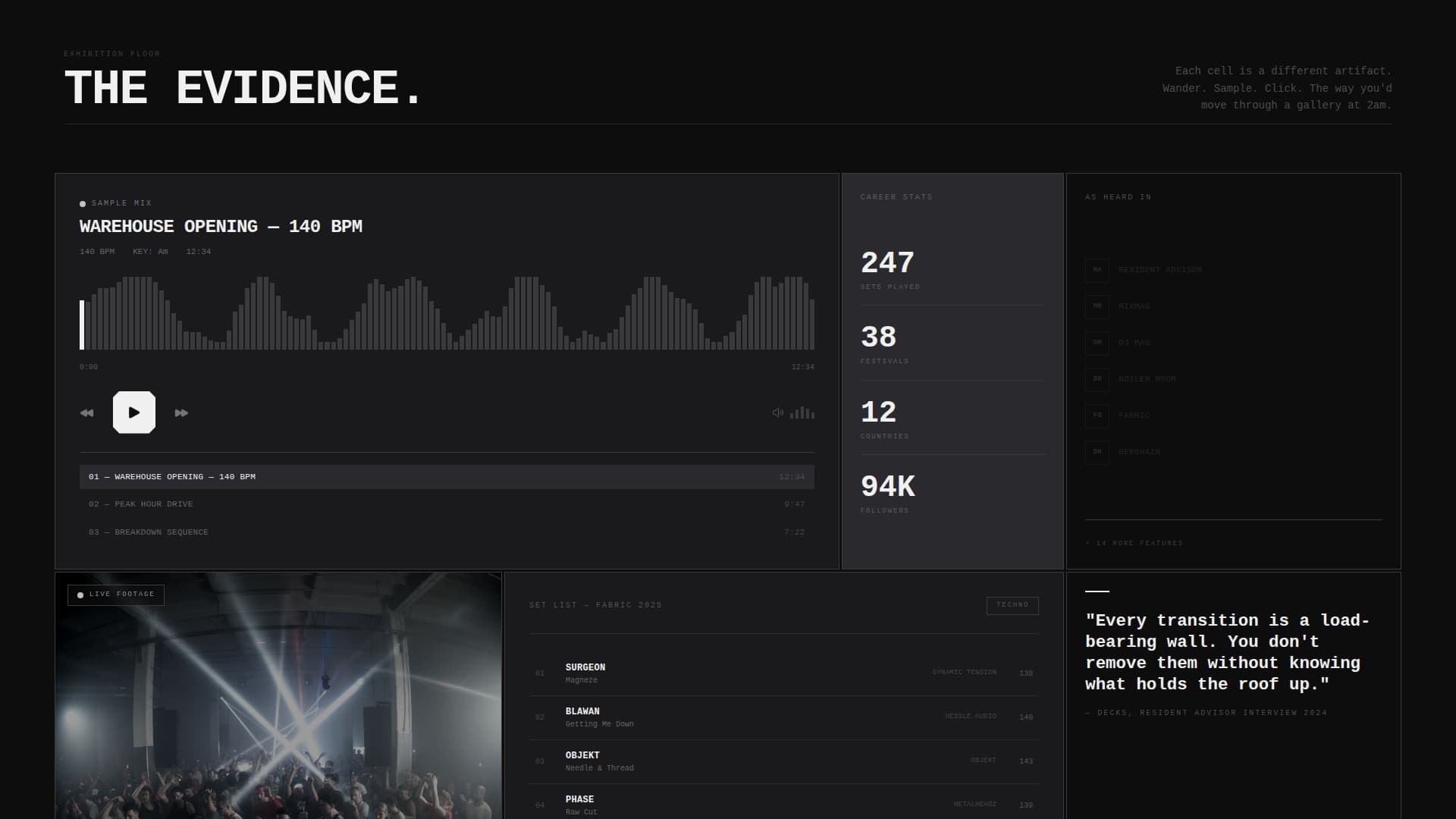 Decks - Brutalist DJ Landing Page Template