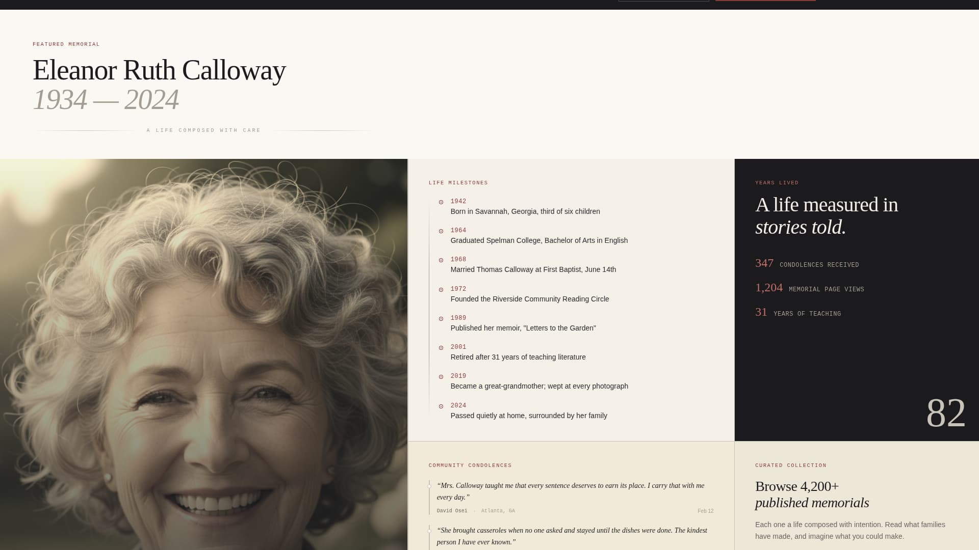 Memorial & Tribute Page Directory Website Template