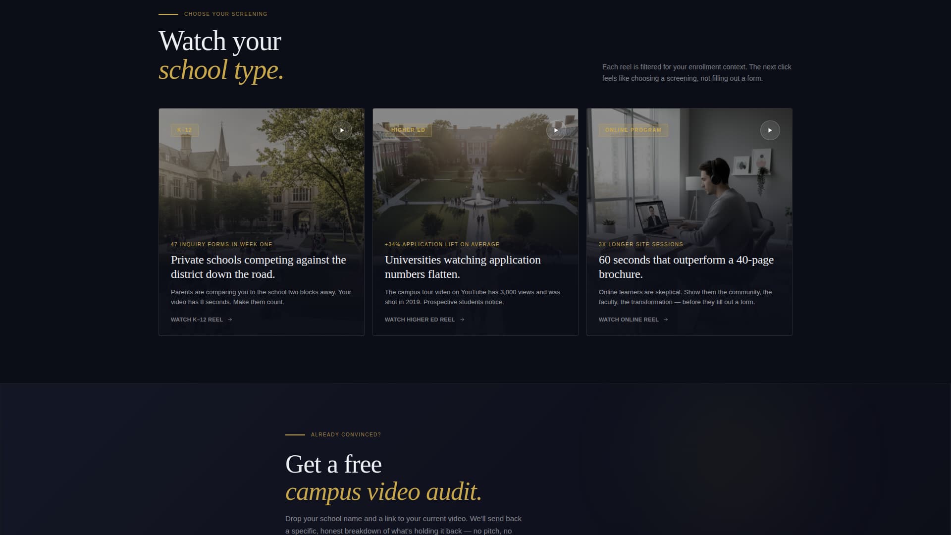 Enroll - Cinematic Education Landing Page Template