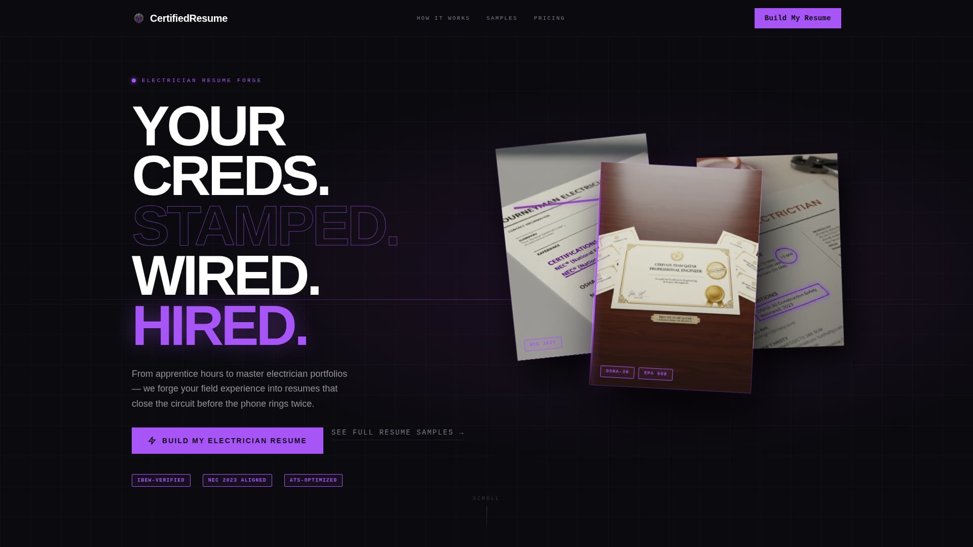 Certified - Powerful Electrician Landing Page Template