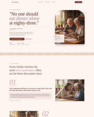 Companion - Heartfelt Seniorcare Landing Page Template