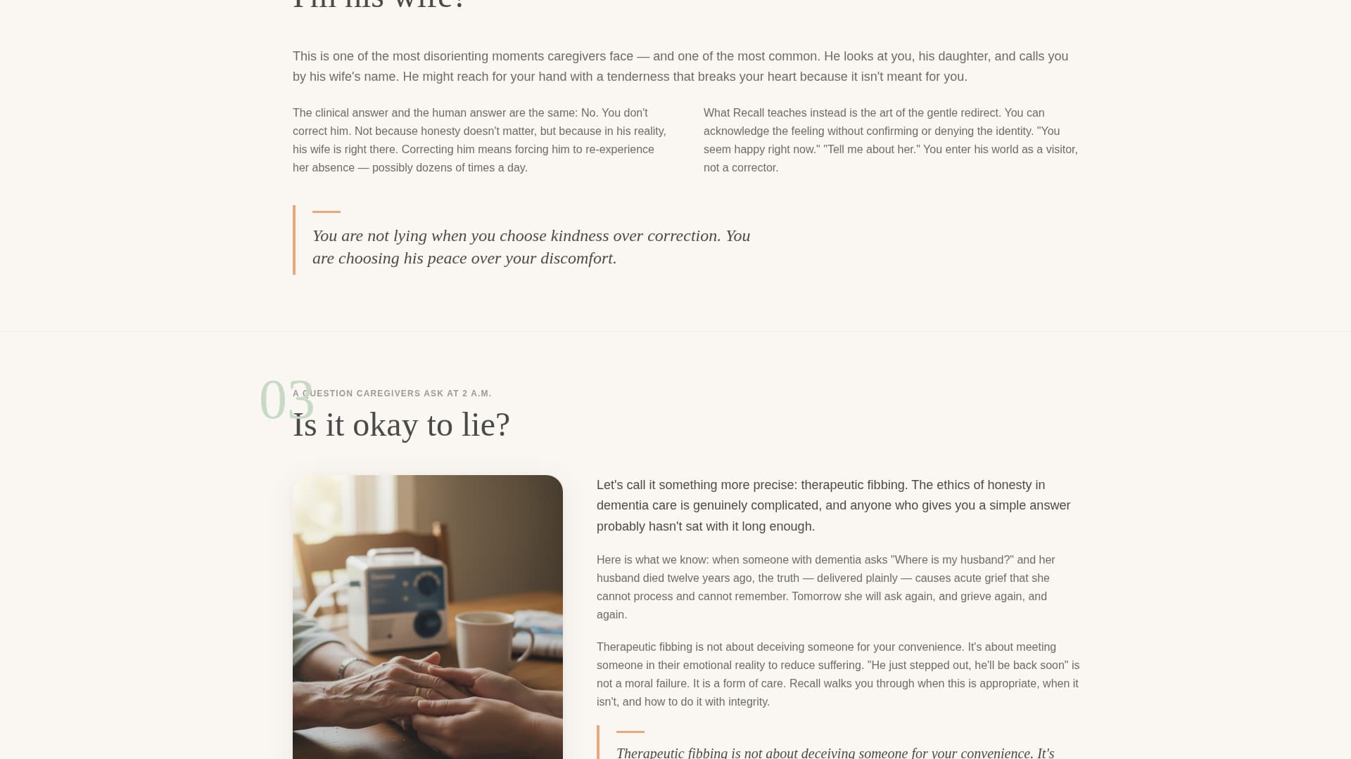 Recall - Compassionate Dementia Landing Page Template
