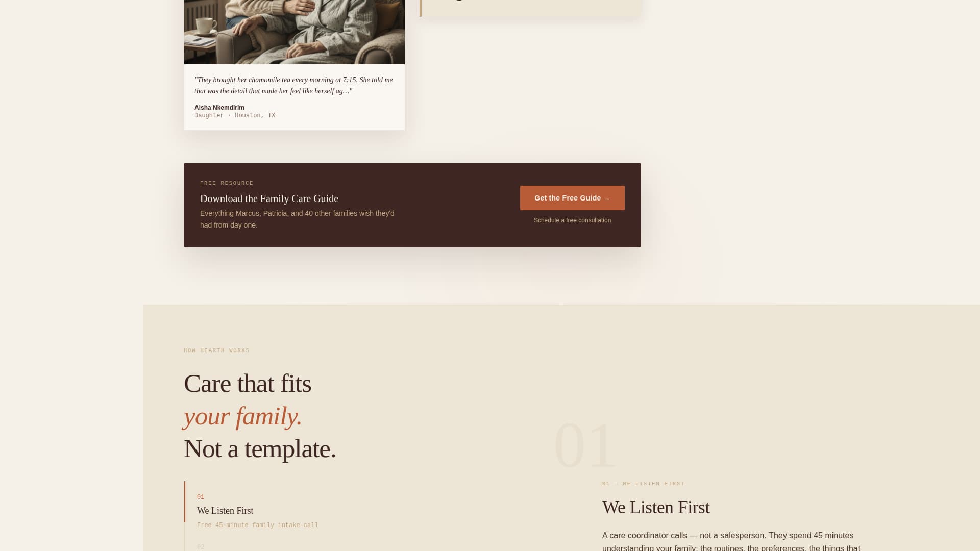 Hearth - Compassionate Caregiver Landing Page Template