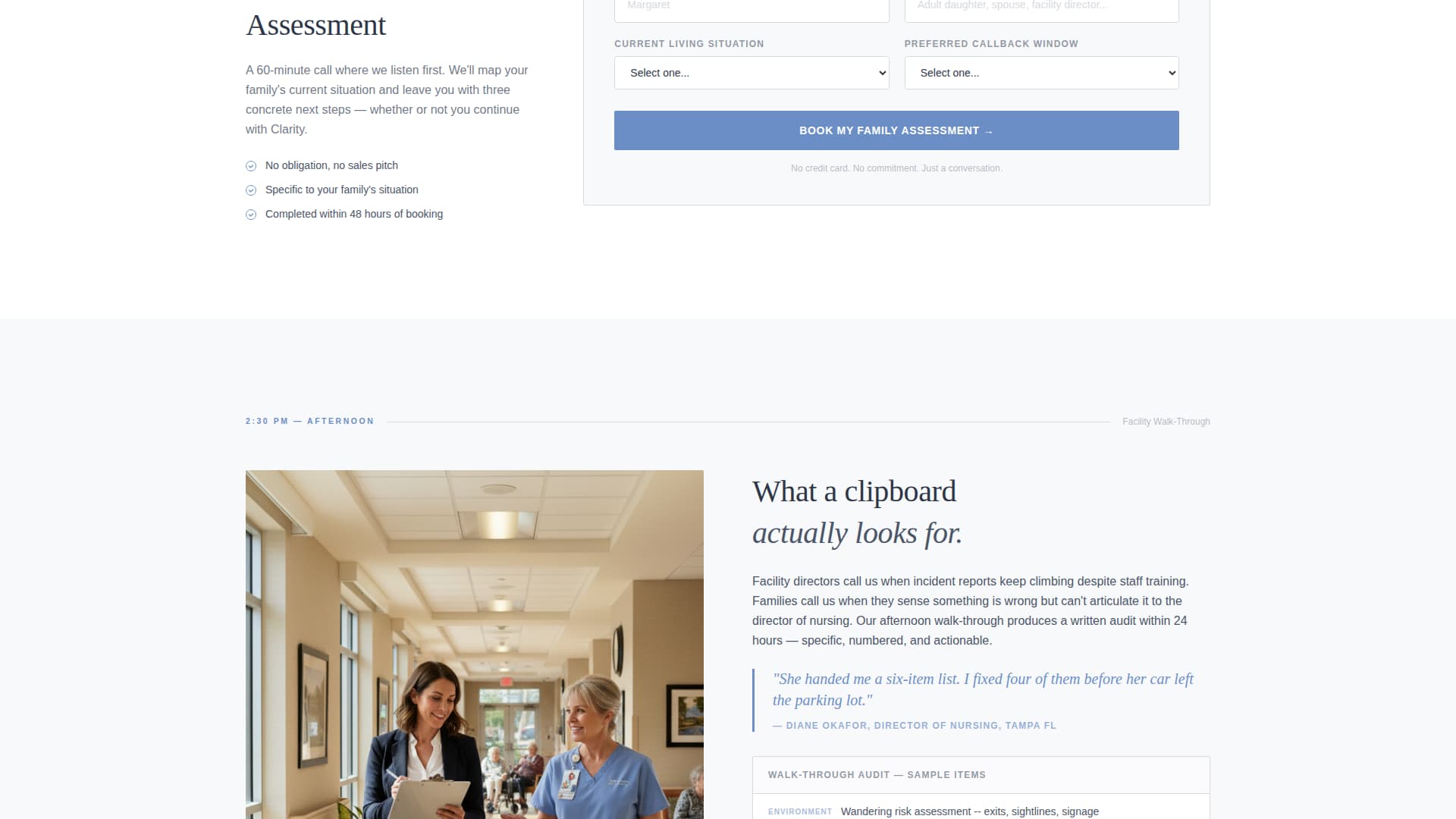 Clarity - Compassionate Memorycare Landing Page Template