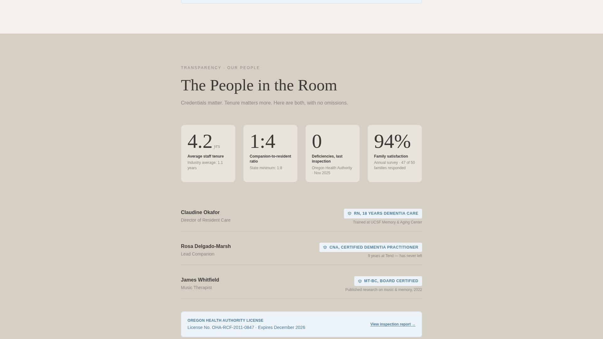Tend - Compassionate Memorycare Landing Page Template