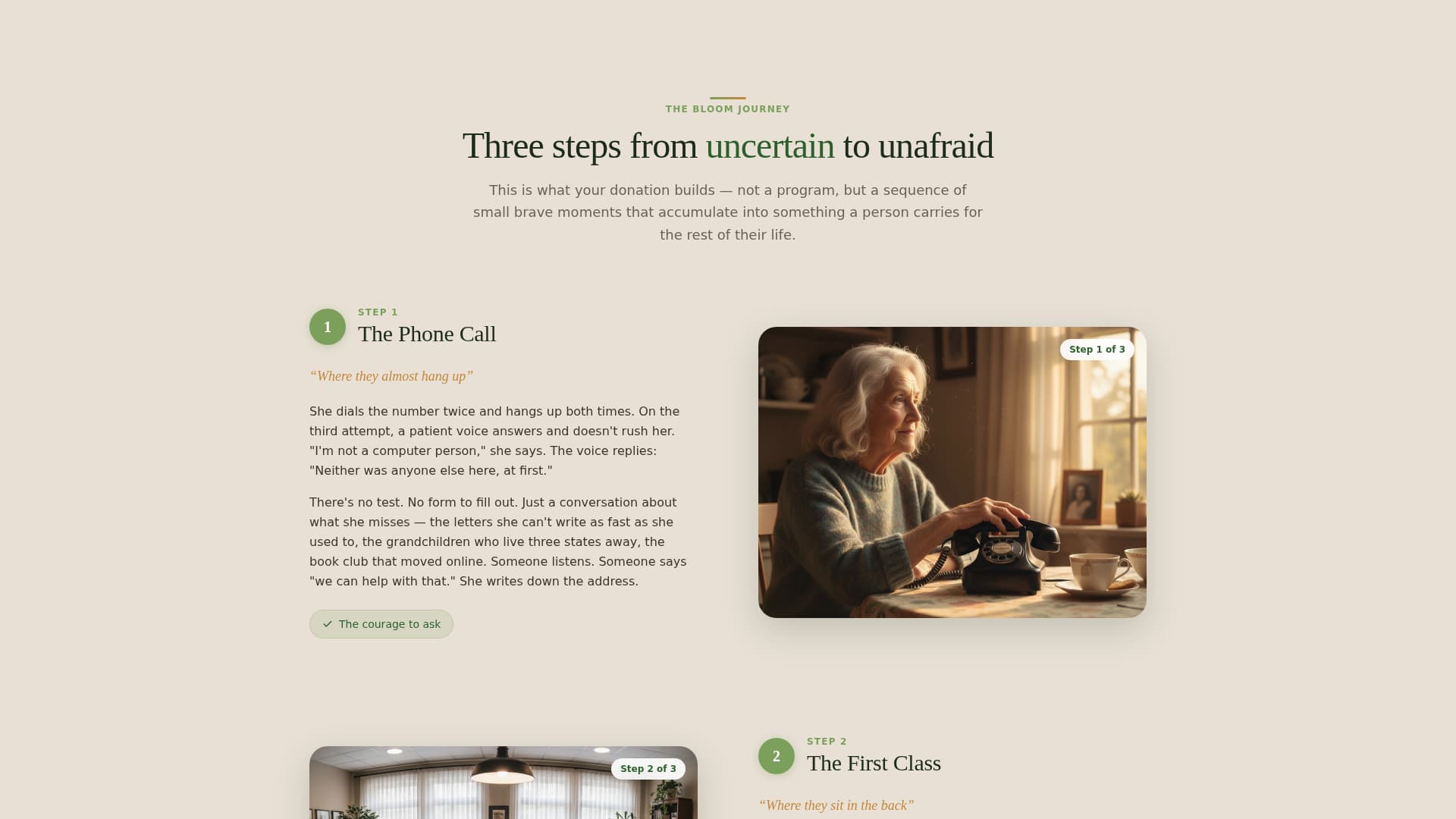Bloom - Heartwarming Seniorlearning Landing Page Template