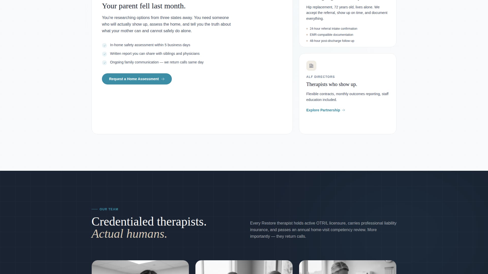 Restore - Trusted Seniorcare Landing Page Template