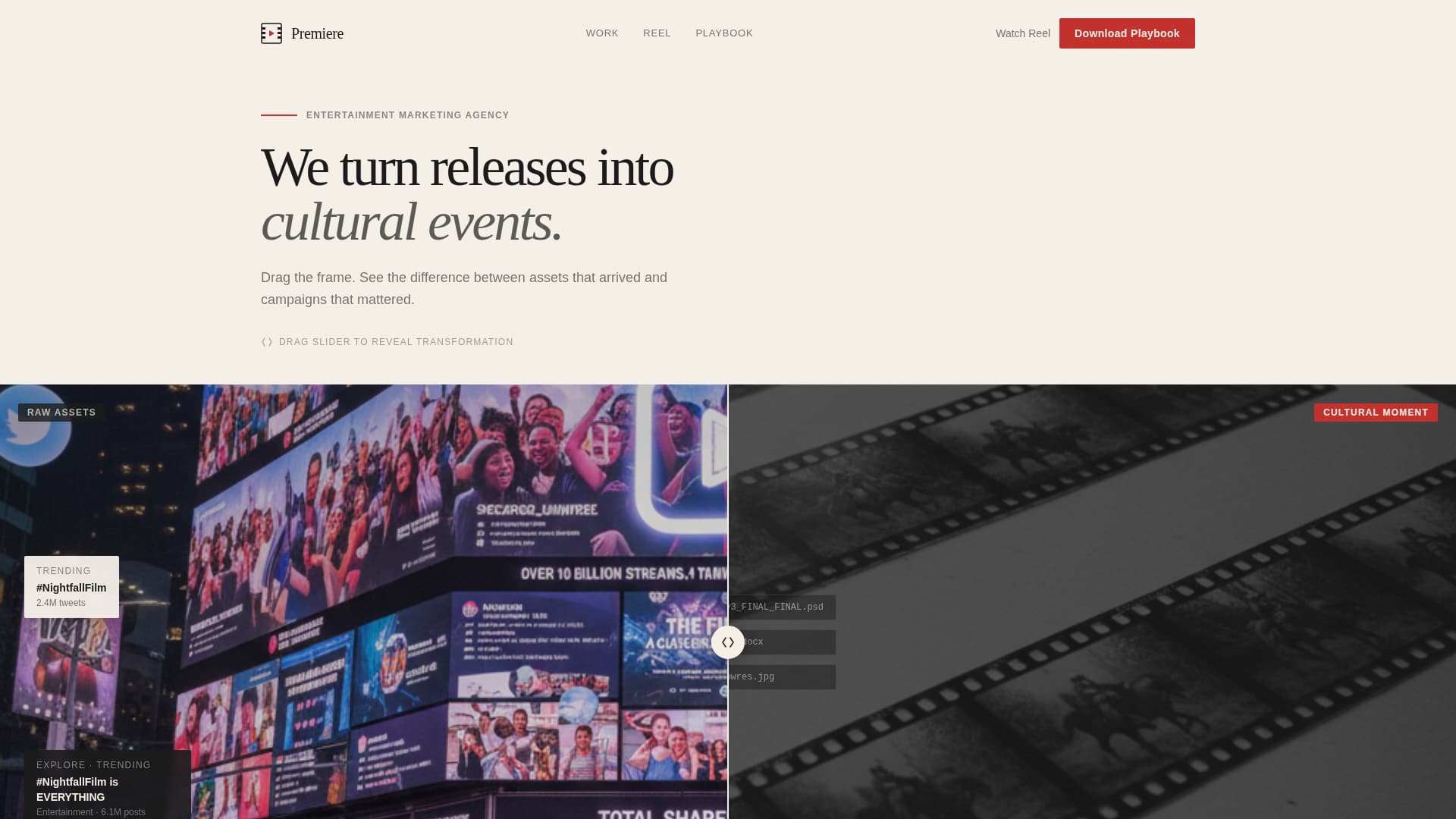 Premiere - Awardwinning Entertainment Landing Page Template