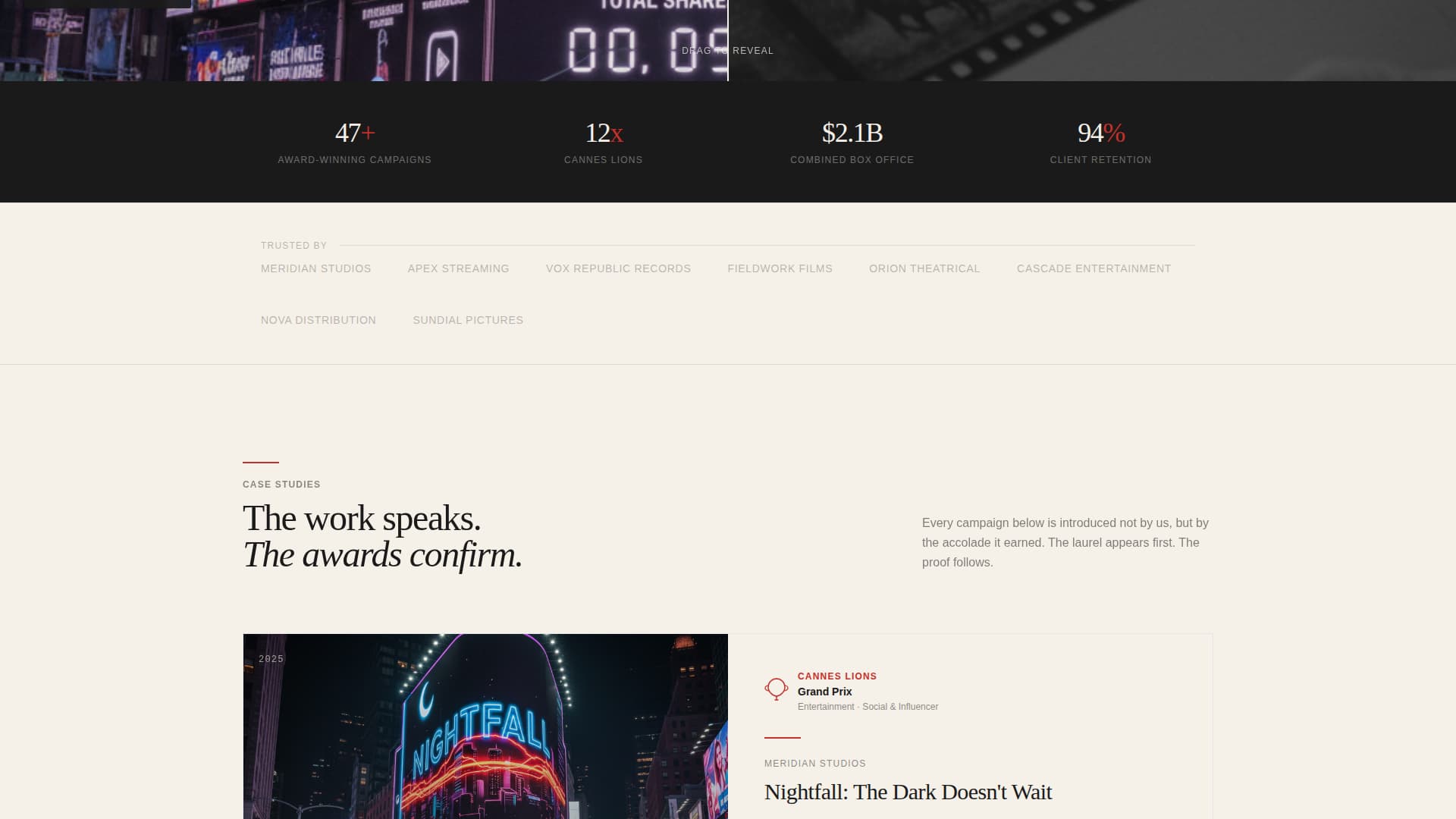 Premiere - Awardwinning Entertainment Landing Page Template