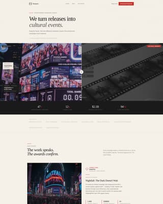 Premiere - Awardwinning Entertainment Landing Page Template