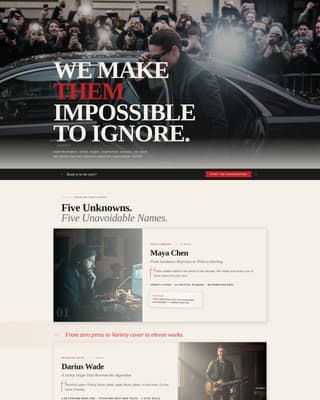 Publicist - Powerful Entertainment PR Landing Page Template