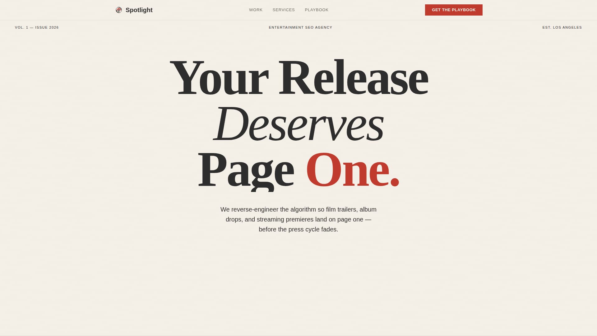 Spotlight - Powerful Entertainment SEO Landing Page Template