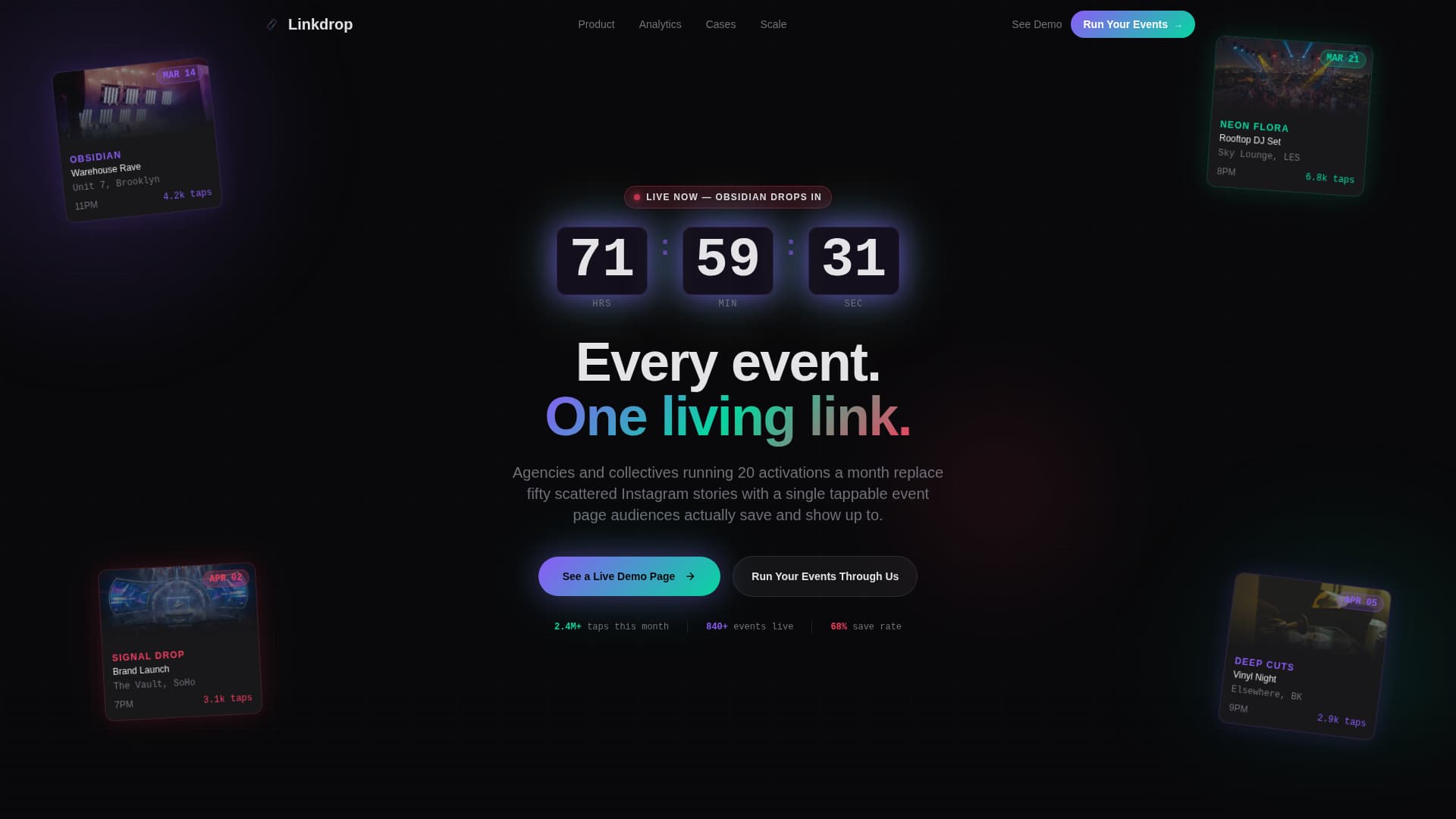 Linkdrop - Immersive Event Landing Page Template