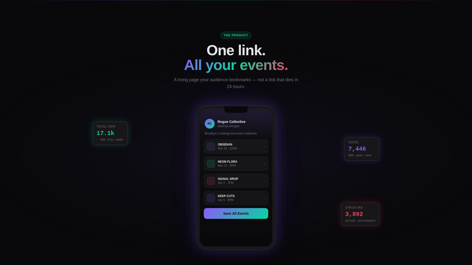 Linkdrop - Immersive Event Landing Page Template